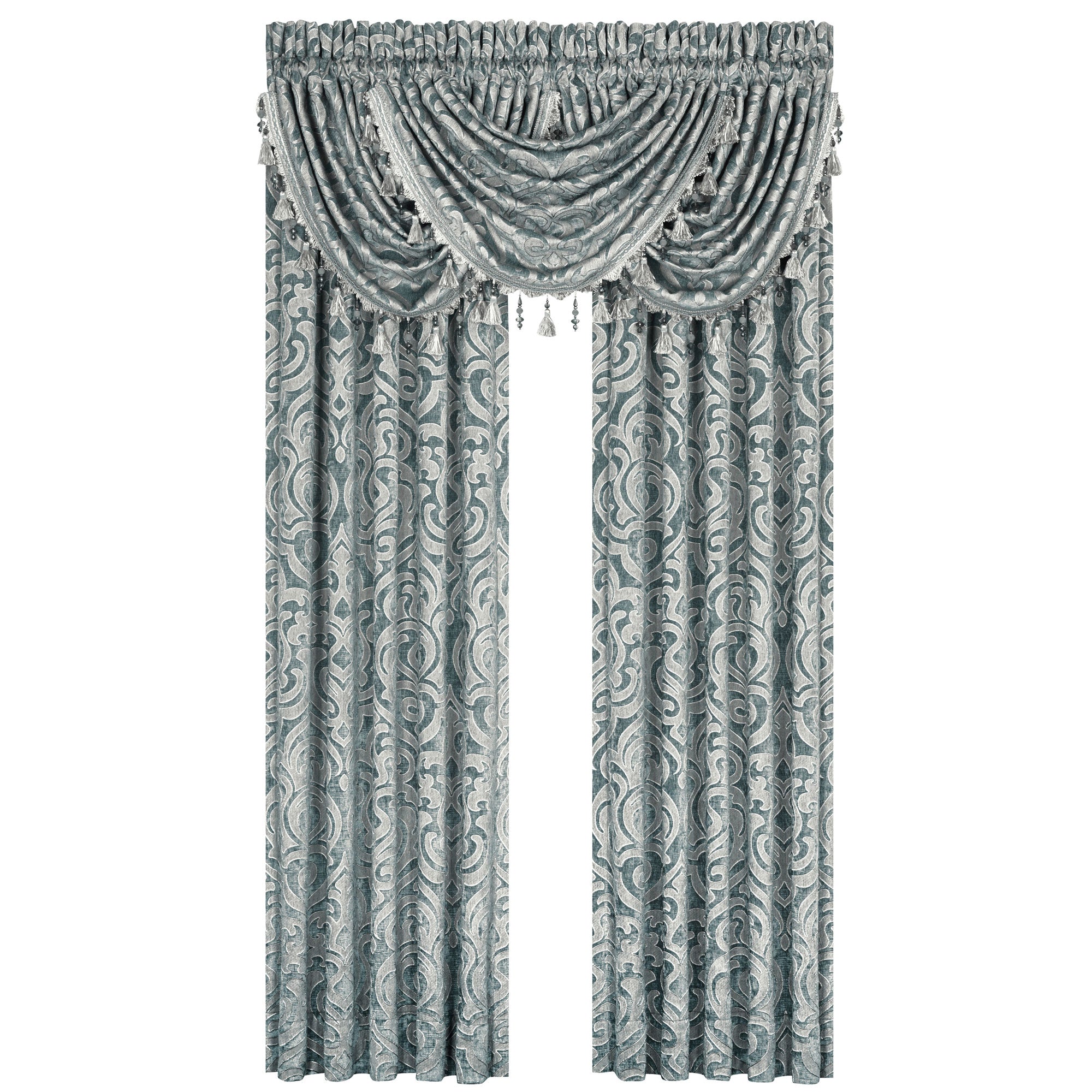 Sicily Teal Waterfall Valance | Polyester/Rayon by J.Queen New York