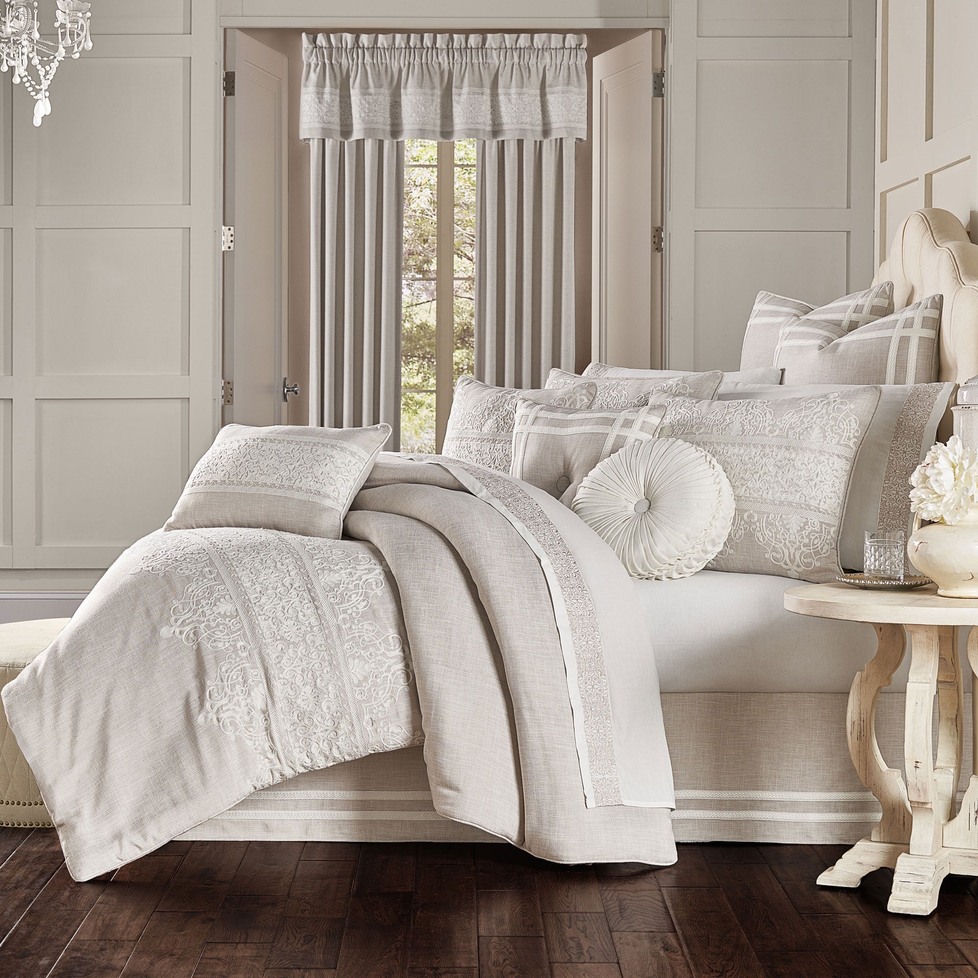 Lauralynn 4 Piece Comforter Set Beige | 100% Polyester by J.Queen New York
