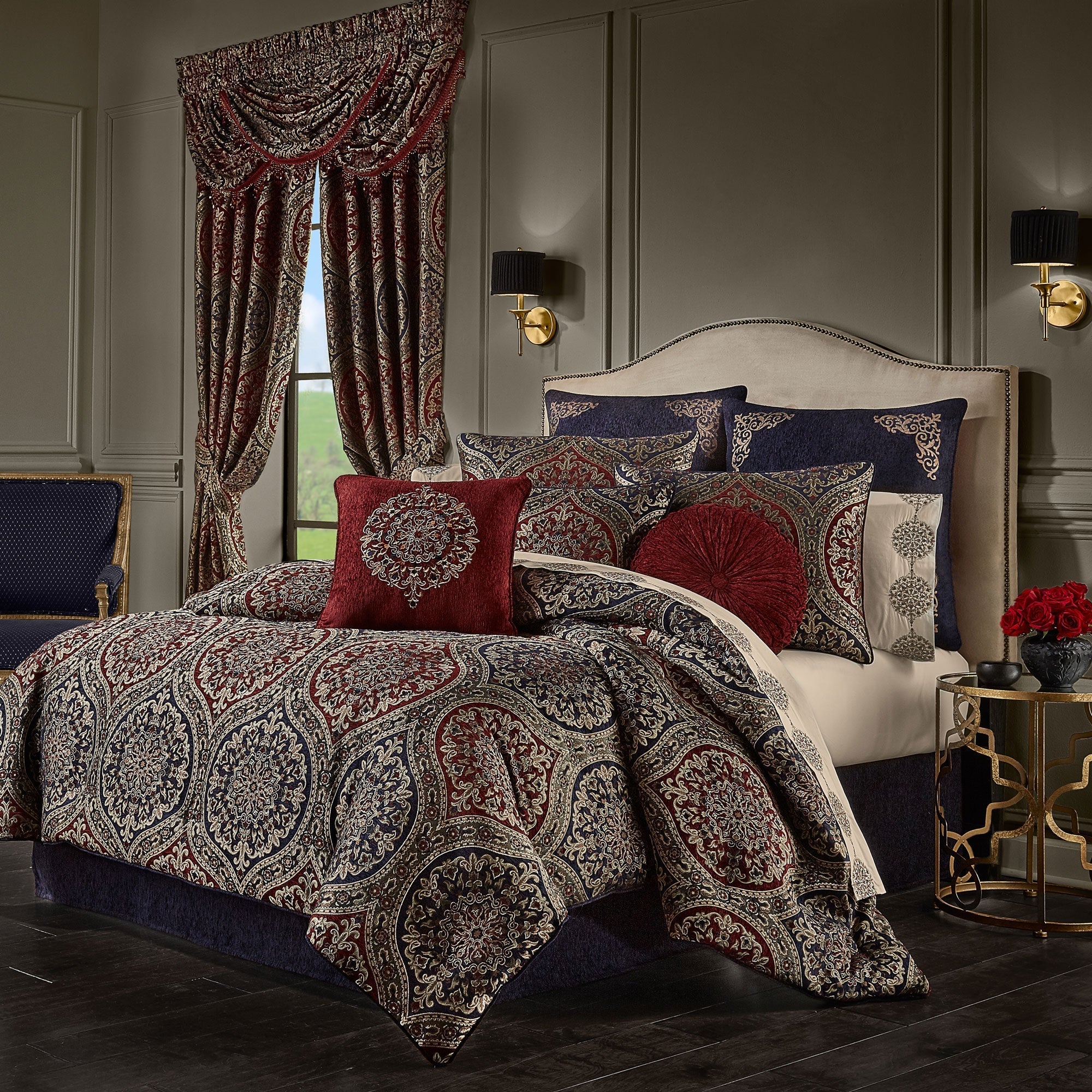 Taormina Red 4 Piece Comforter Set | 100% Polyester by J.Queen New York