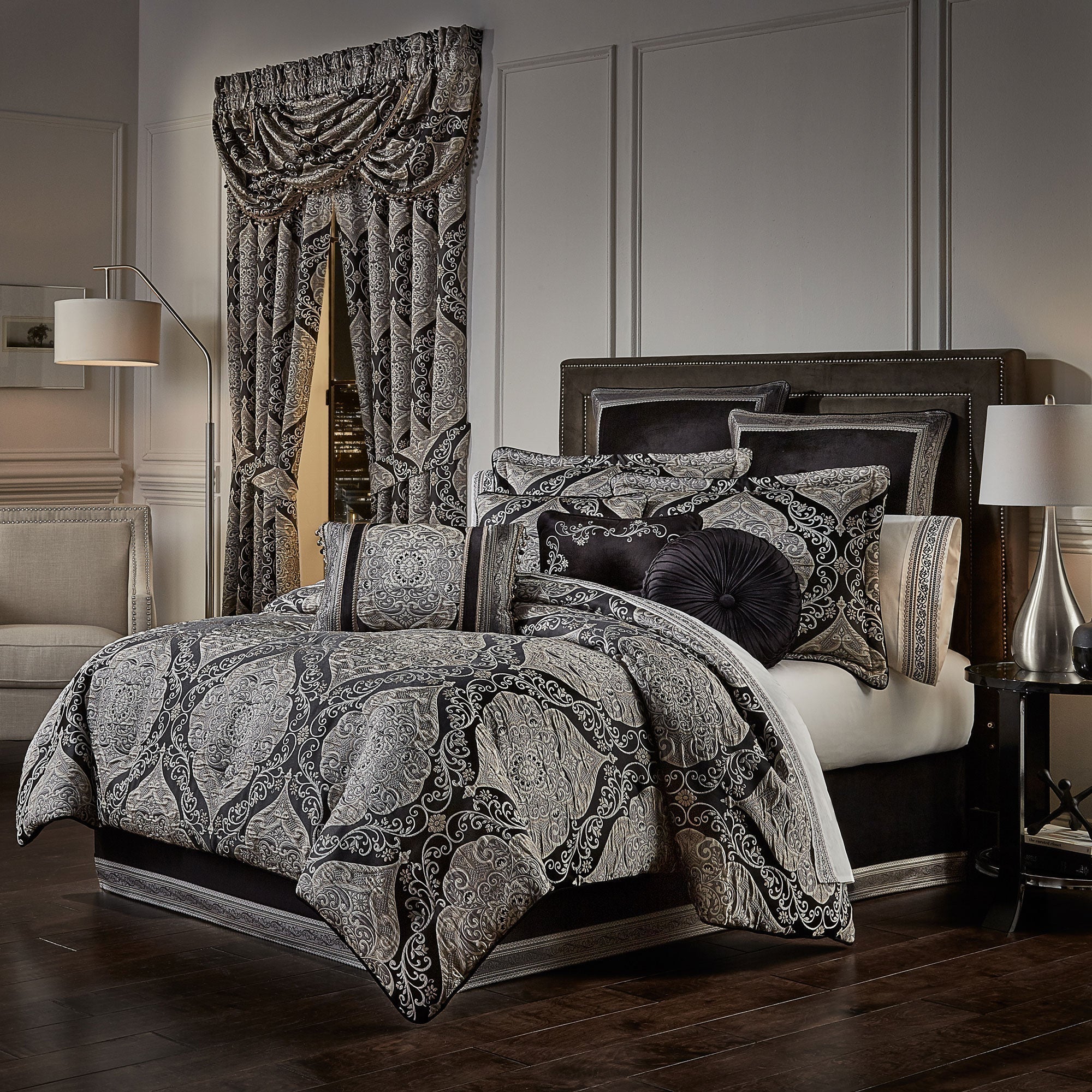 Vera Black 4 Piece Comforter Set | 100% Polyester by J.Queen New York