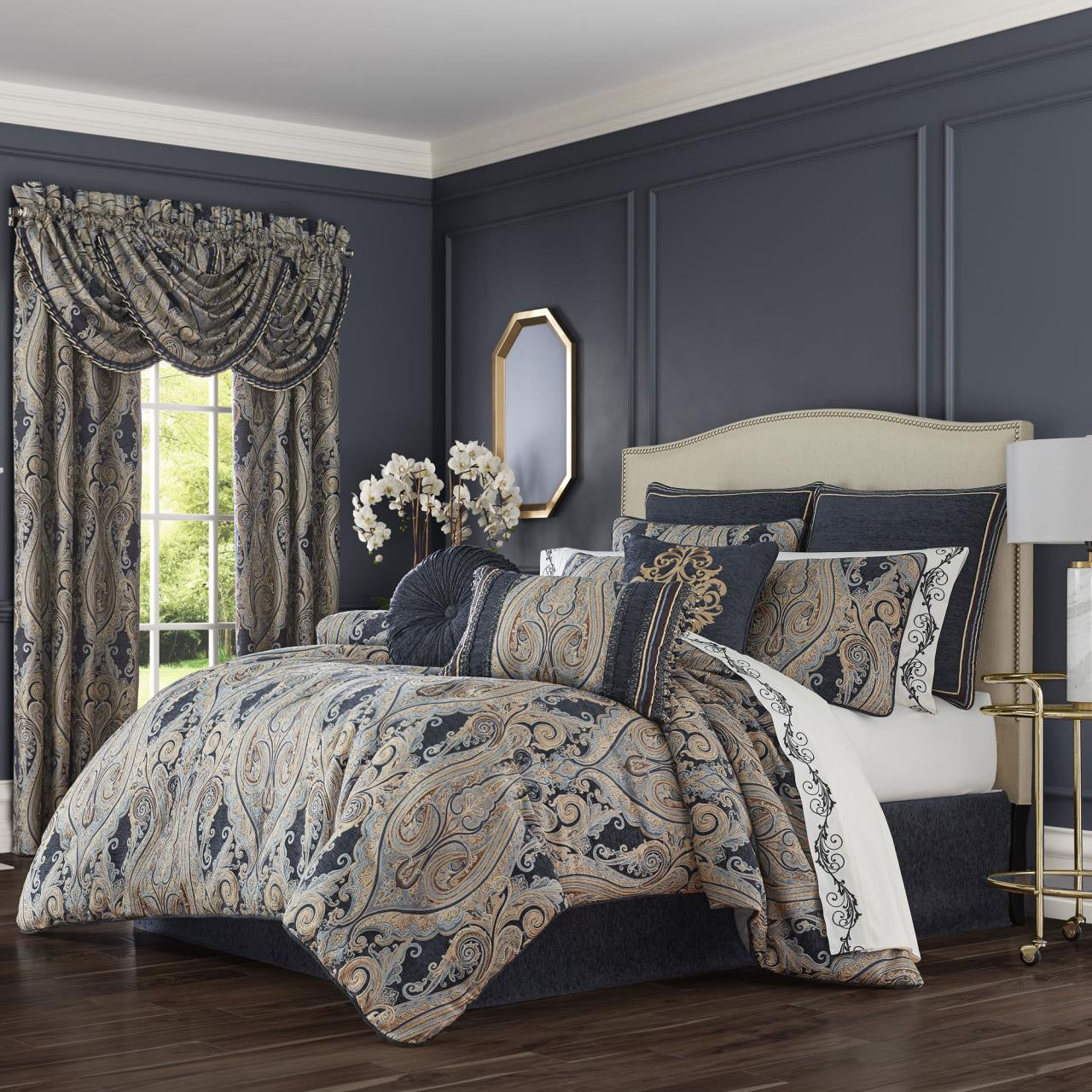 Luciana Indigo 4 Piece Comforter Set in Blue | 100% Polyester by J.Queen New York
