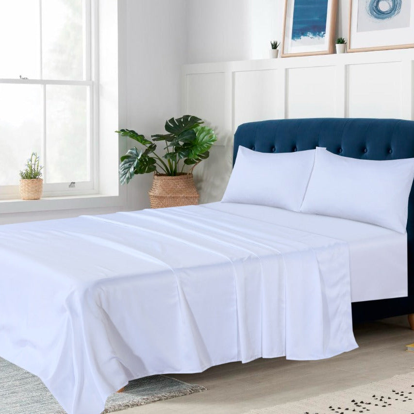 SSQUZA Egyptian Cotton Queen Sheet Set | 400 Thread Count | 100% Pure Cotton | White