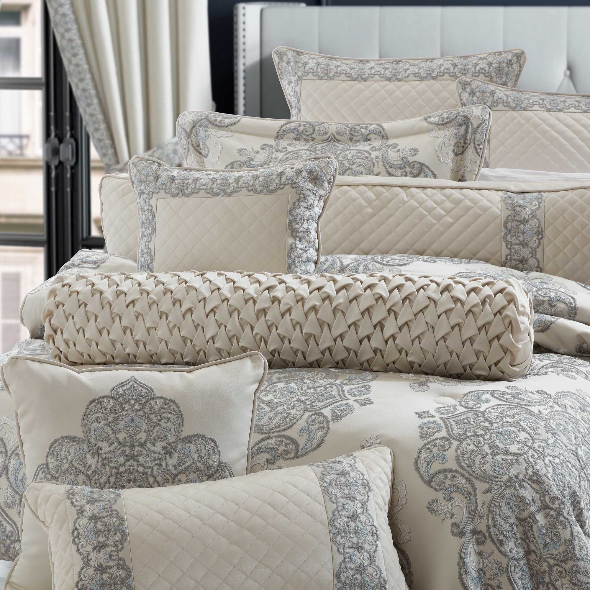 Adagio Neckroll Pillow in Grey by J.Queen New York