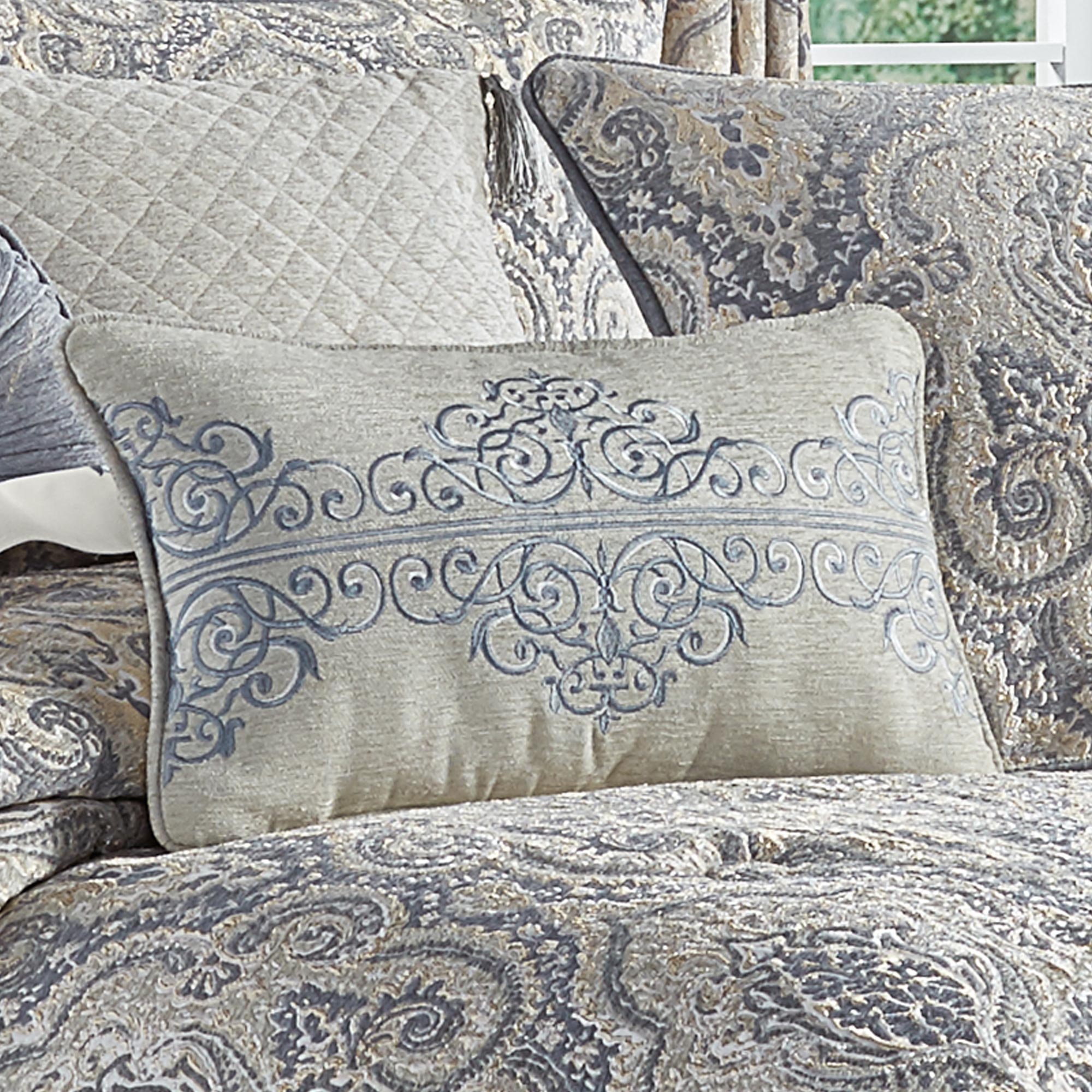 Aidan Boudoir Decorative Throw Pillow in Silver by J.Queen New York