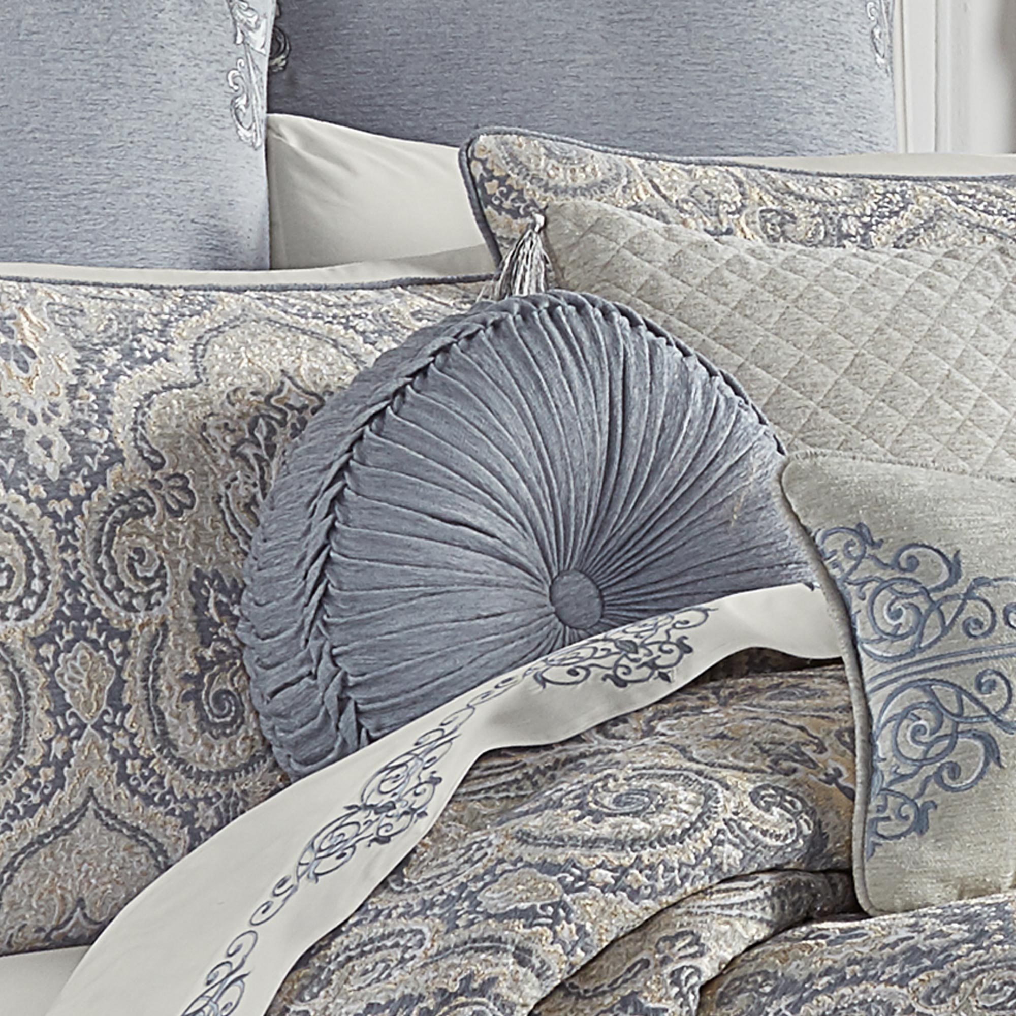 Aidan Tufted Round Decorative Throw Pillow in Spa by J.Queen New York