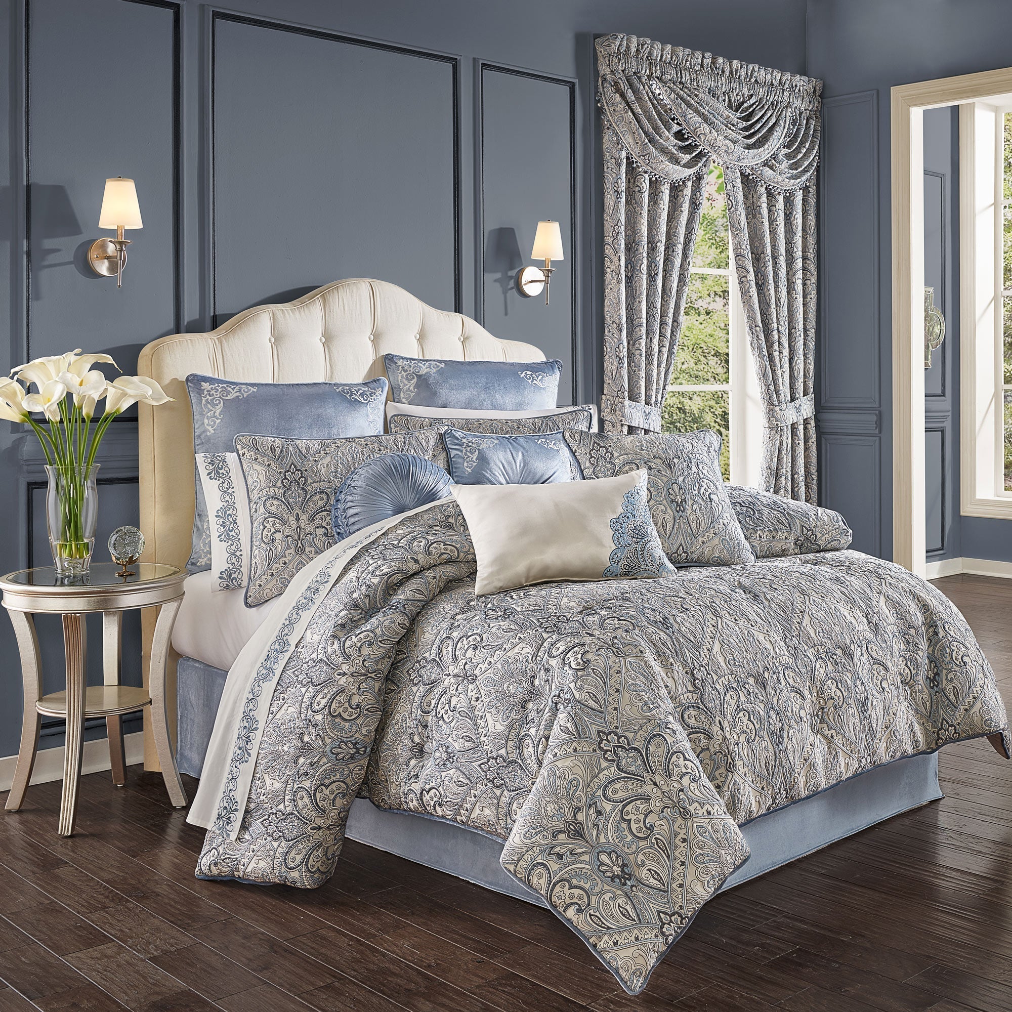 Alexis 4 Piece Comforter Set in Powder Blue by J.Queen New York