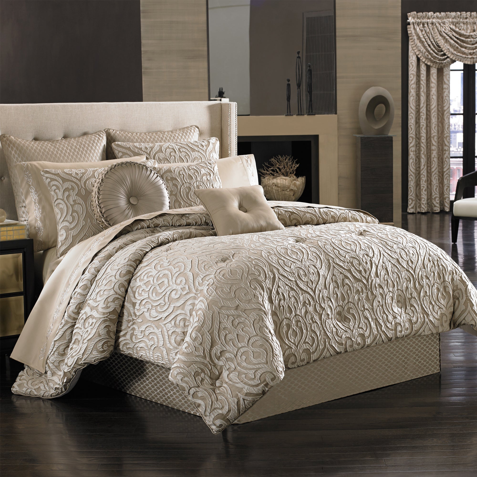 Astoria Sand 4-Piece Comforter Set | 100% Polyester by J.Queen New York