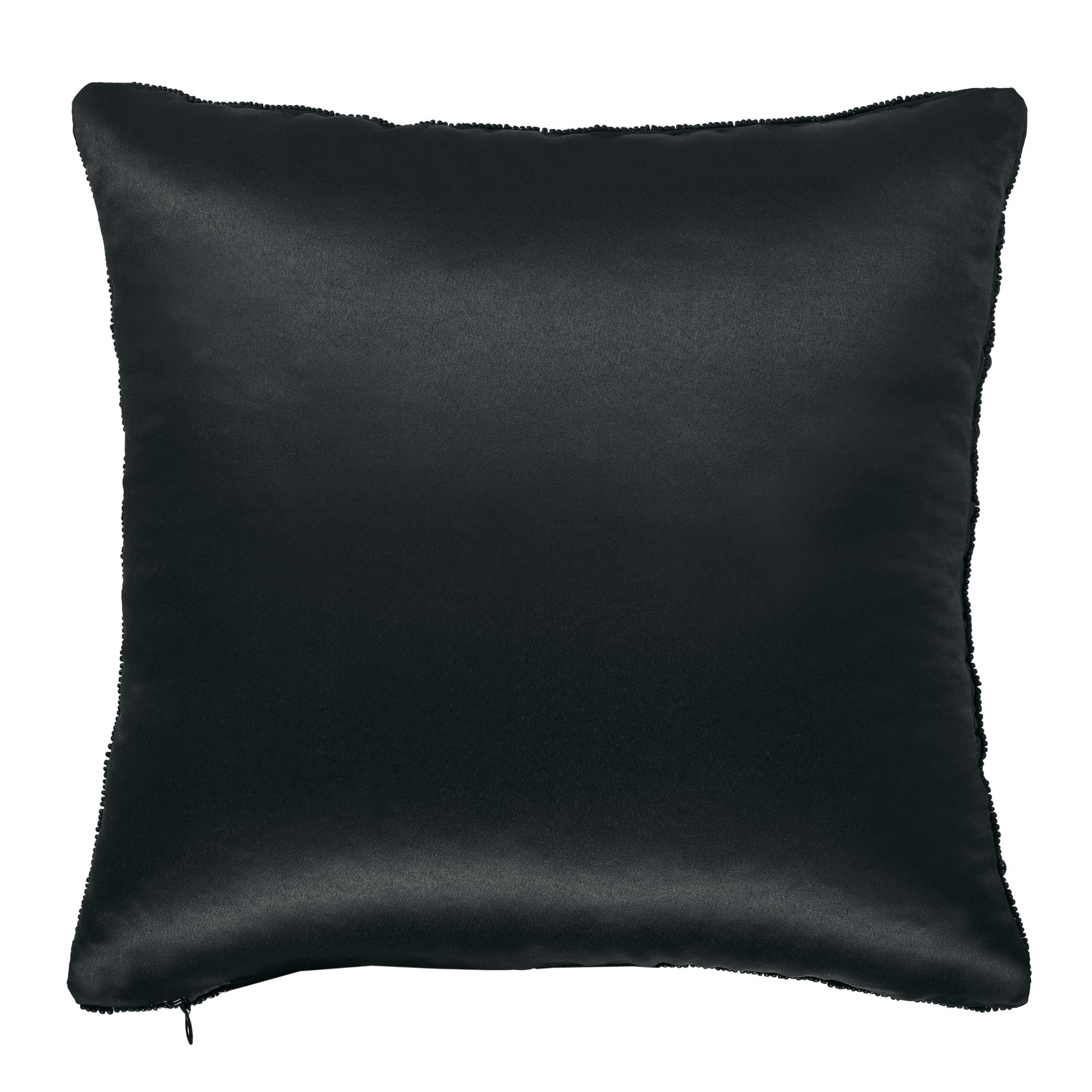 Beaded 14" Square Decorative Throw Pillow Black | Satin by J.Queen New York