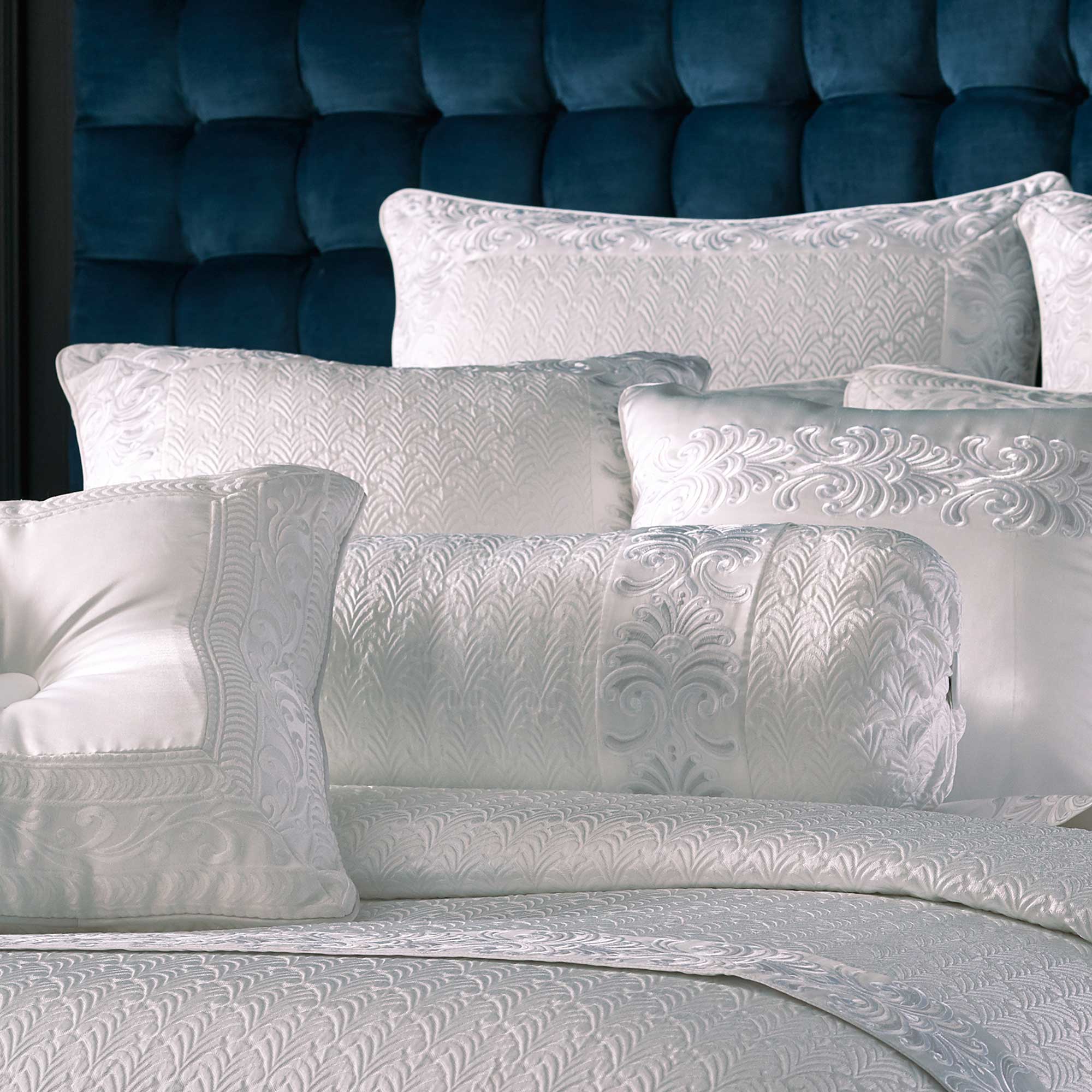 Becco Neckroll Pillow in White | Satin by J.Queen New York