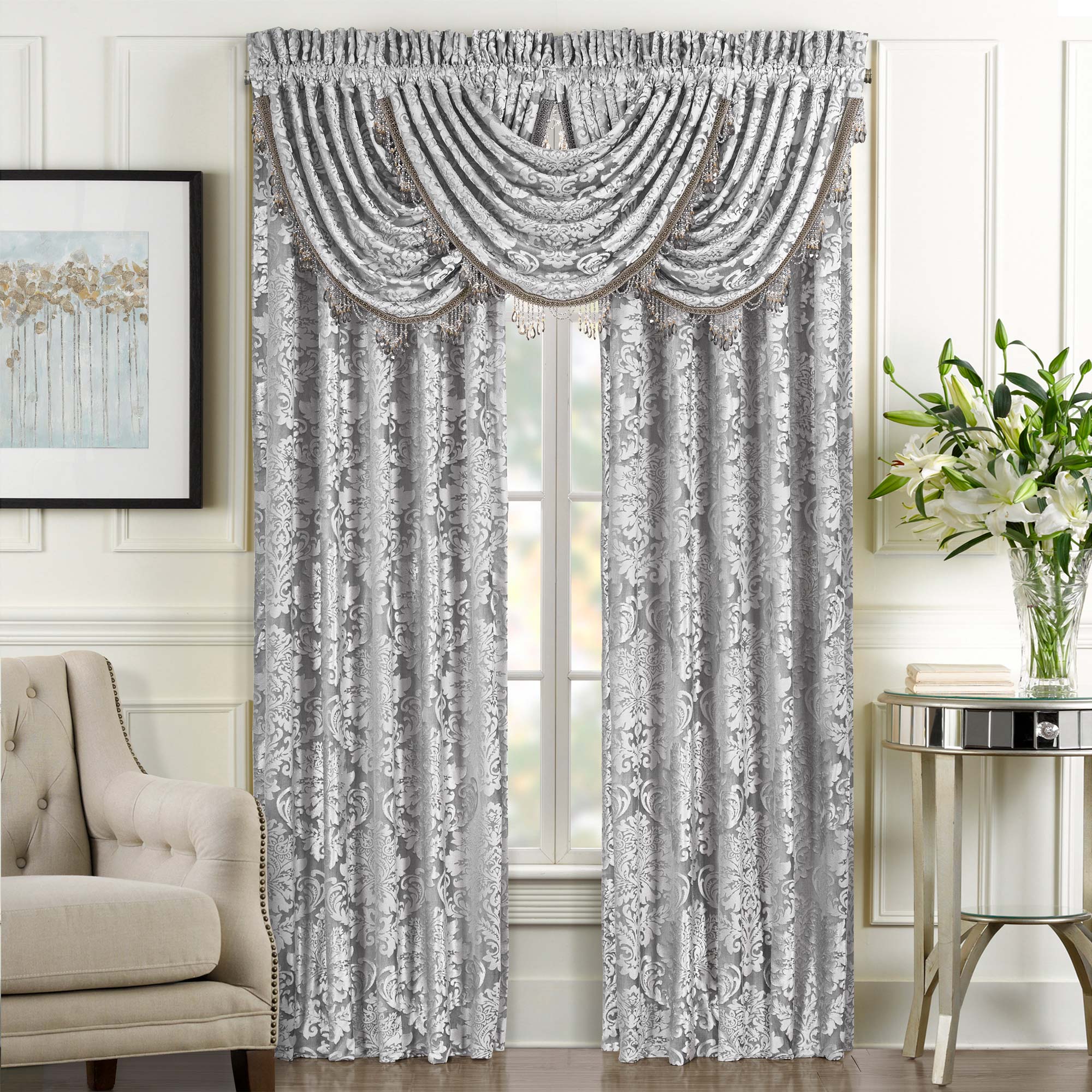 Bel Air 95" Window Panel Pair in Silver by J.Queen New York