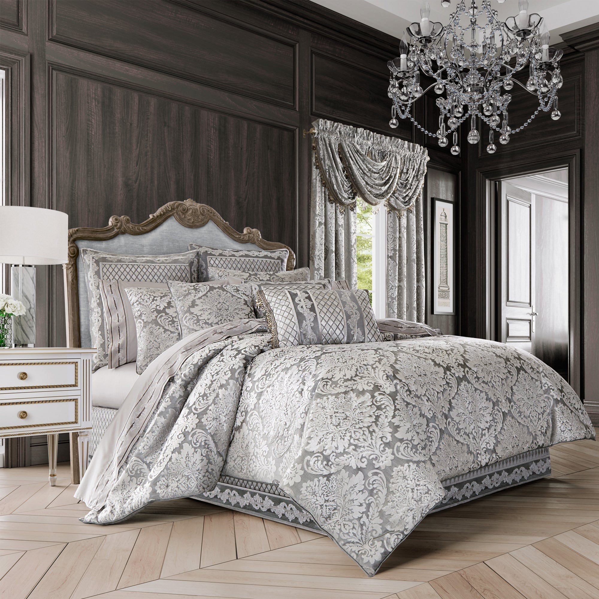 Bel Air Silver 4-Piece Comforter Set | 100% Polyester by J.Queen New York