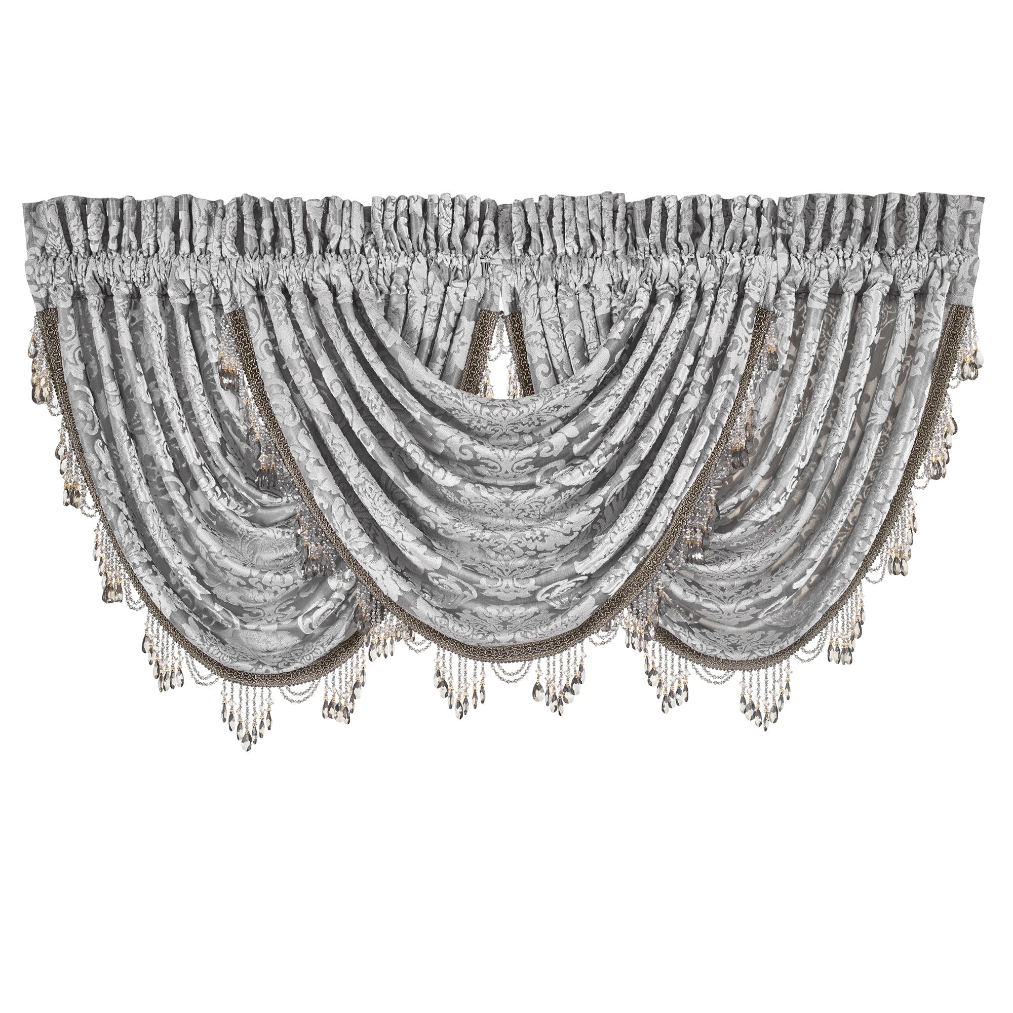 Bel Air Silver Waterfall Valance | 100% Polyester by J.Queen New York