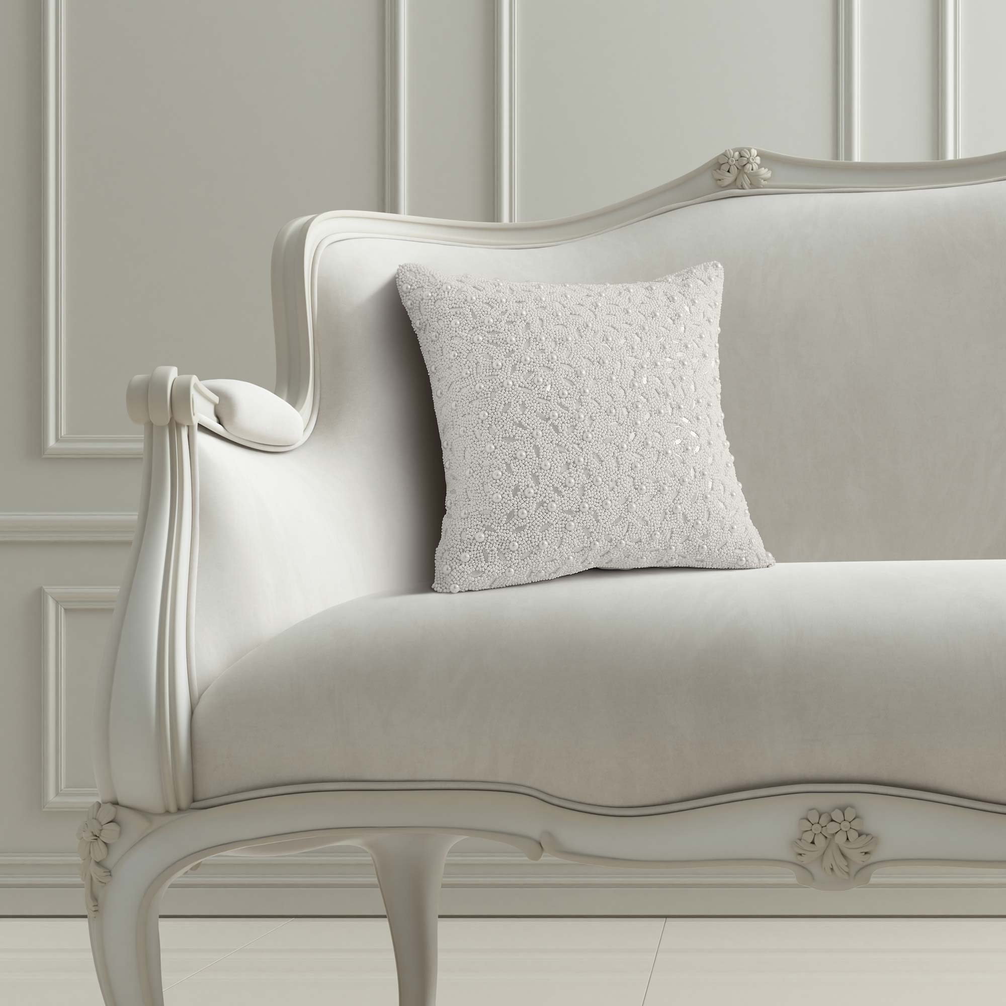 Bellissima 14" Square Decorative Throw Pillow White | Satin by J.Queen New York