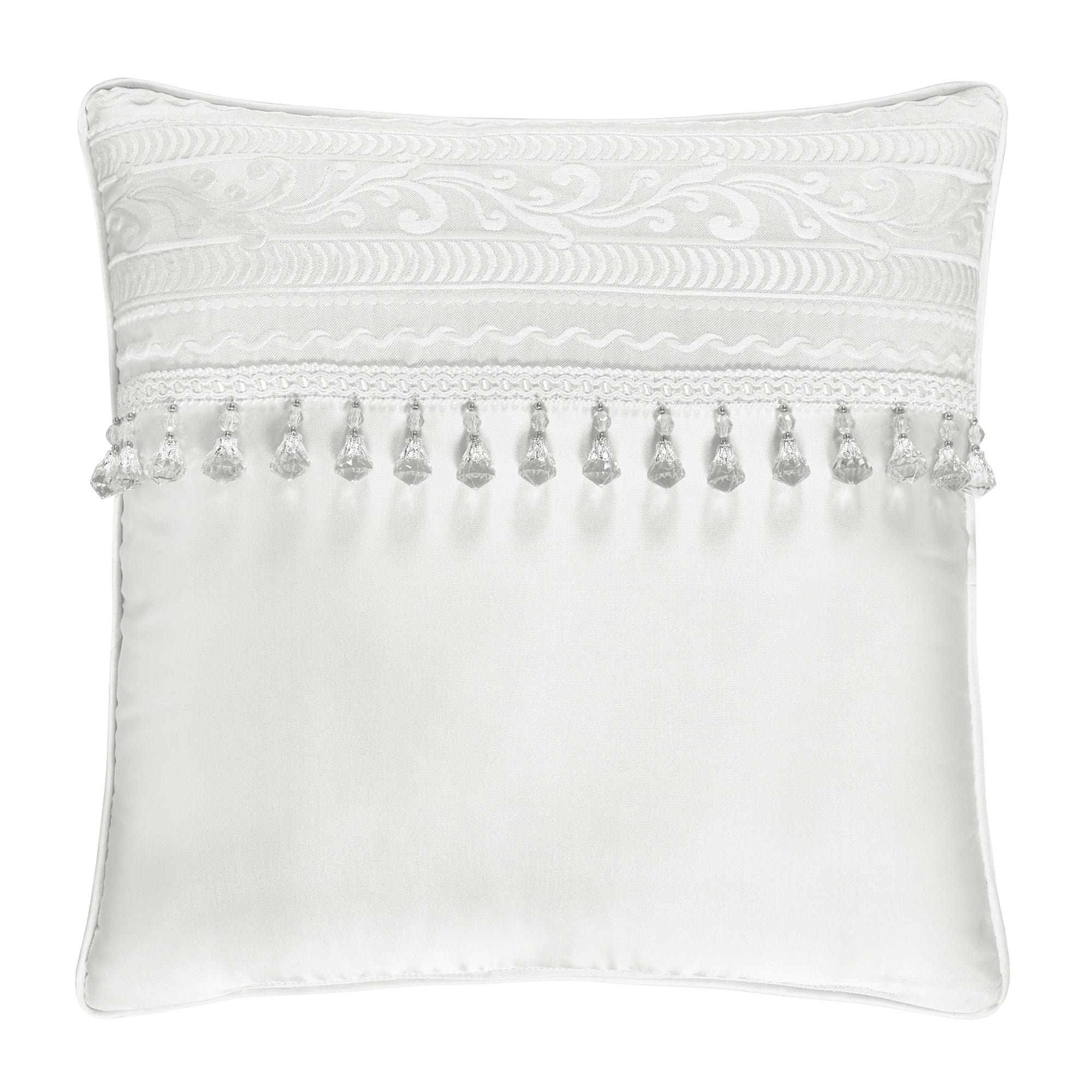 Bianco 18" Square Embellished Decorative Throw Pillow By J Queen New York