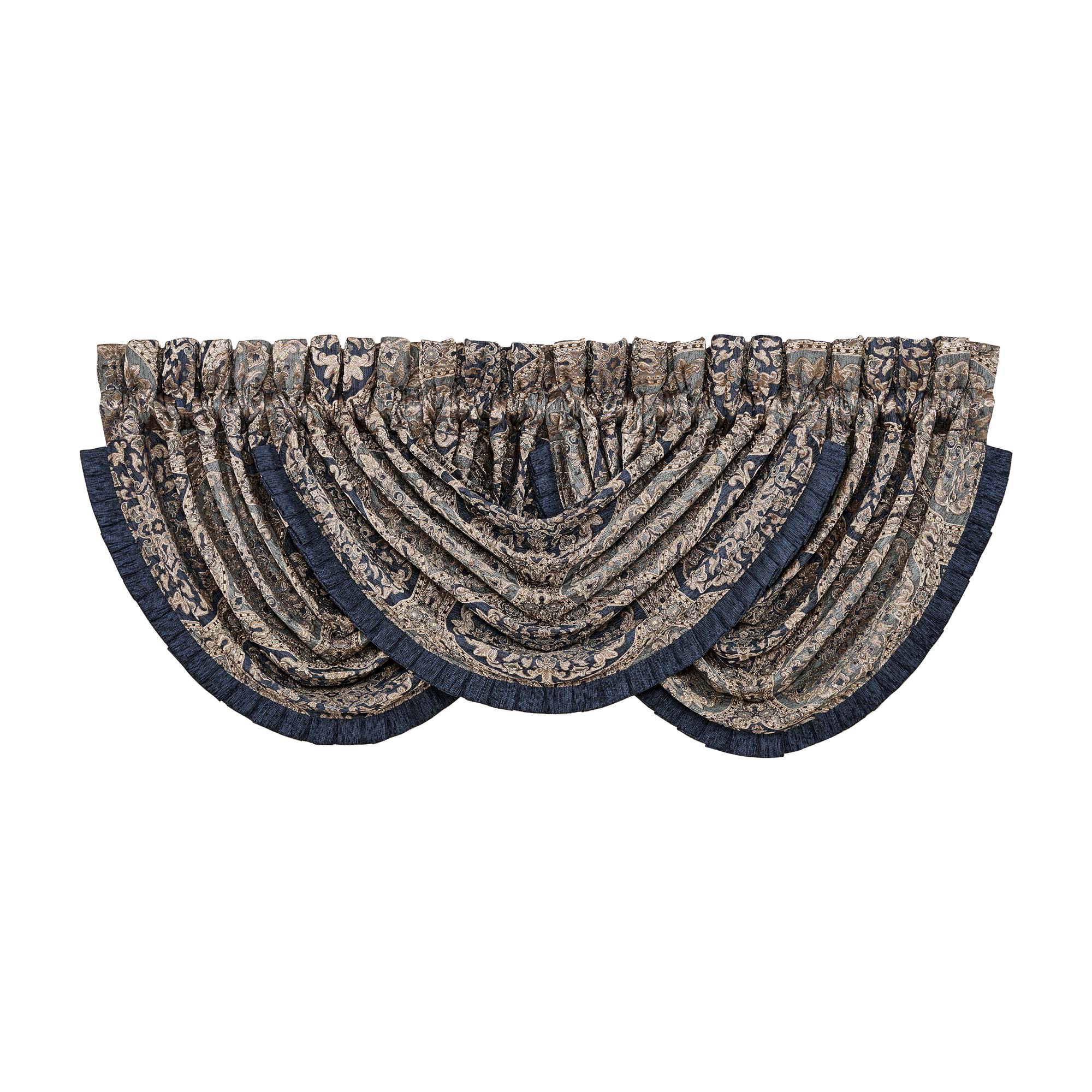 Botticelli Window Waterfall Valance in Navy by J.Queen New York