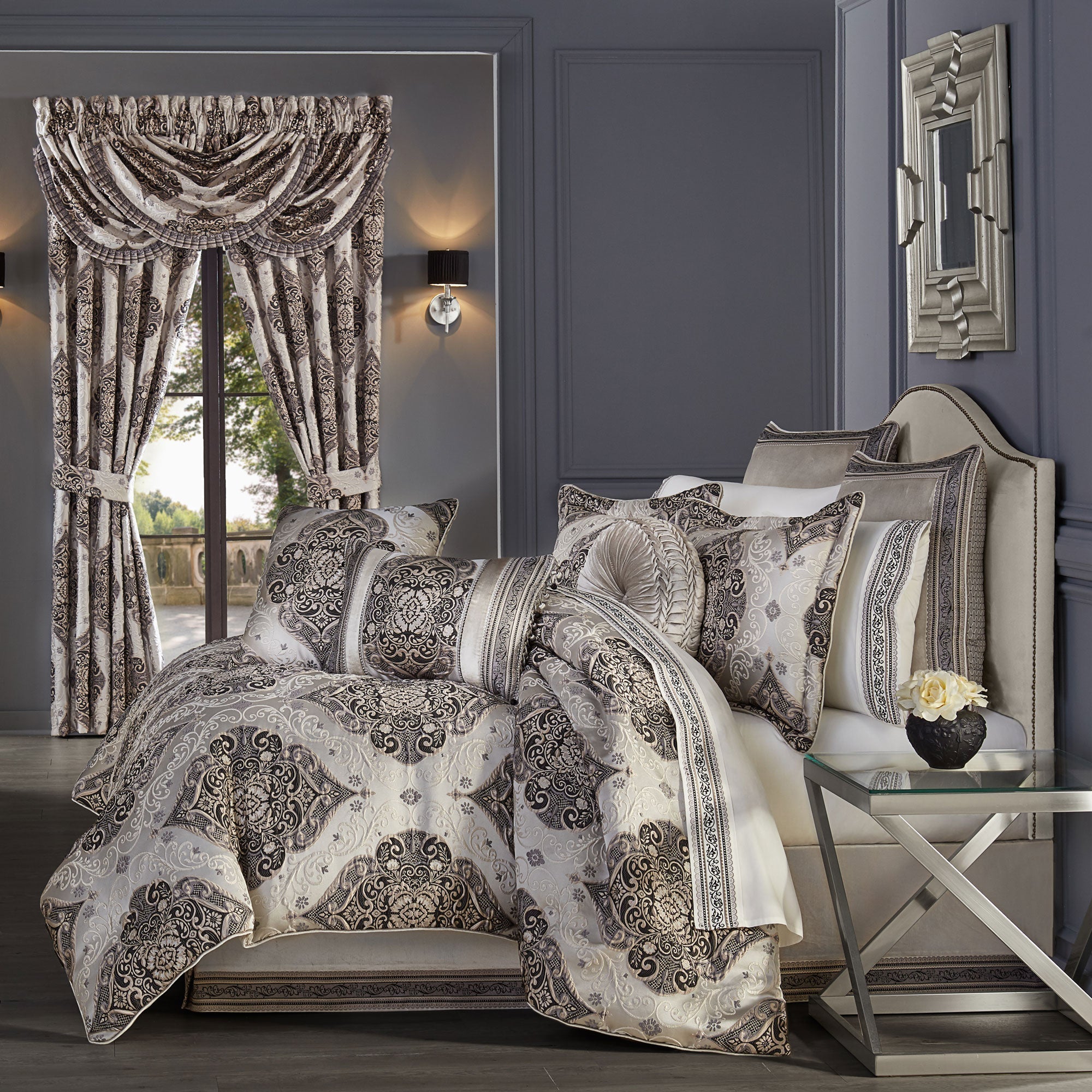 Vera 4 Piece Comforter Set in Silver by J.Queen New York