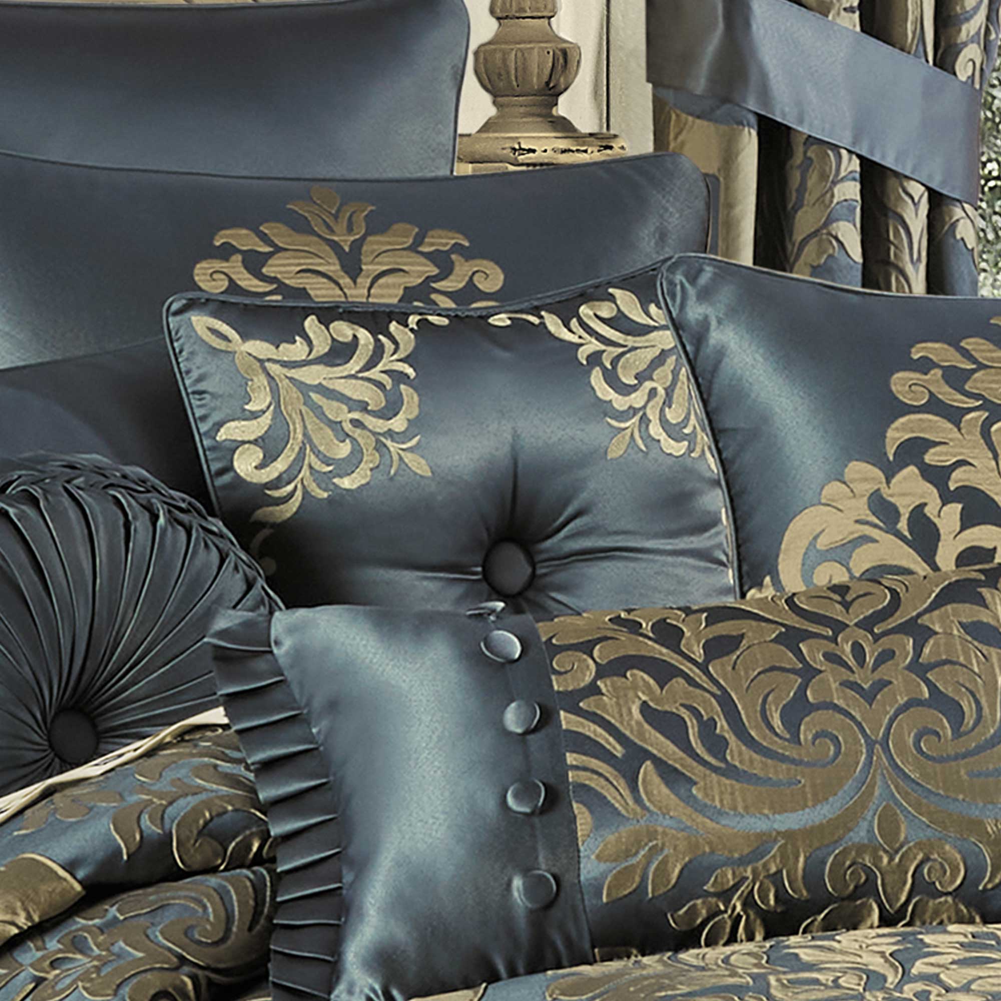 Carina 18" Square Decorative Throw Pillow in Azure | Satin by J.Queen New York