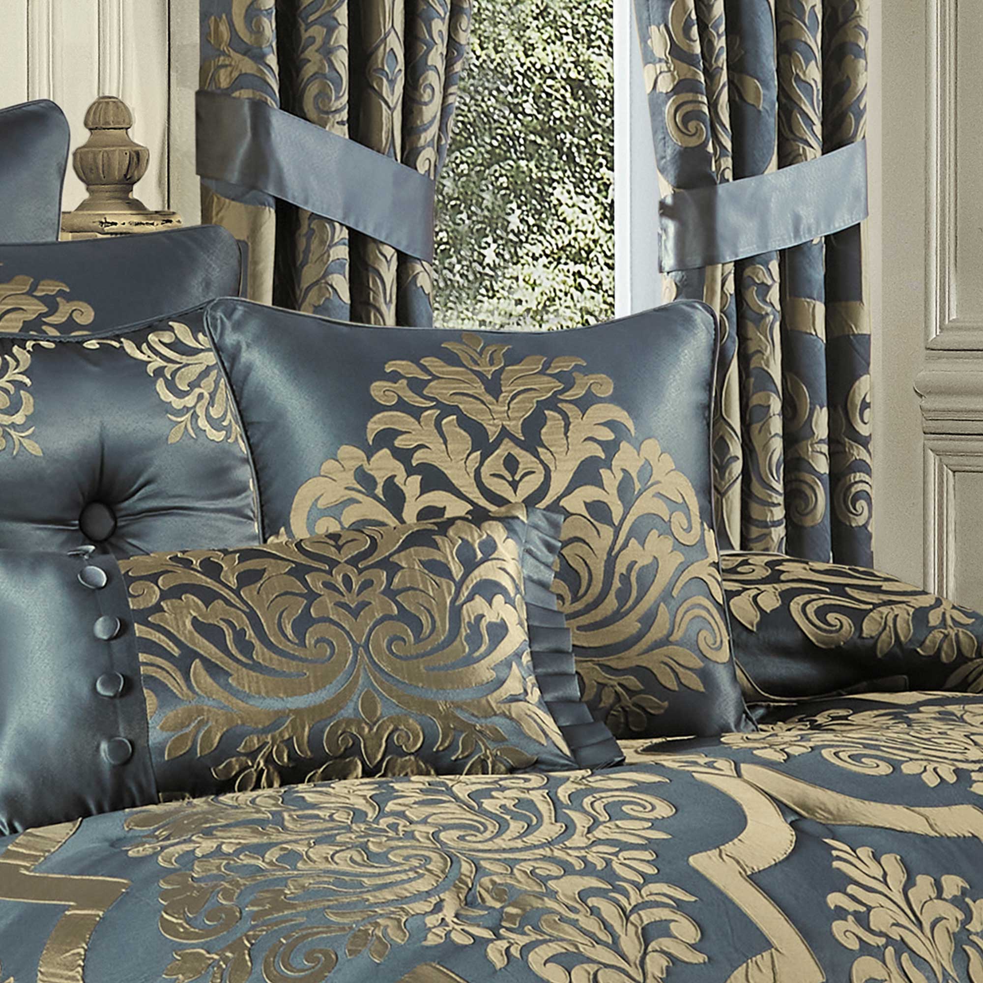 Carina 20" Square Decorative Throw Pillow in Azure | Satin by J.Queen New York