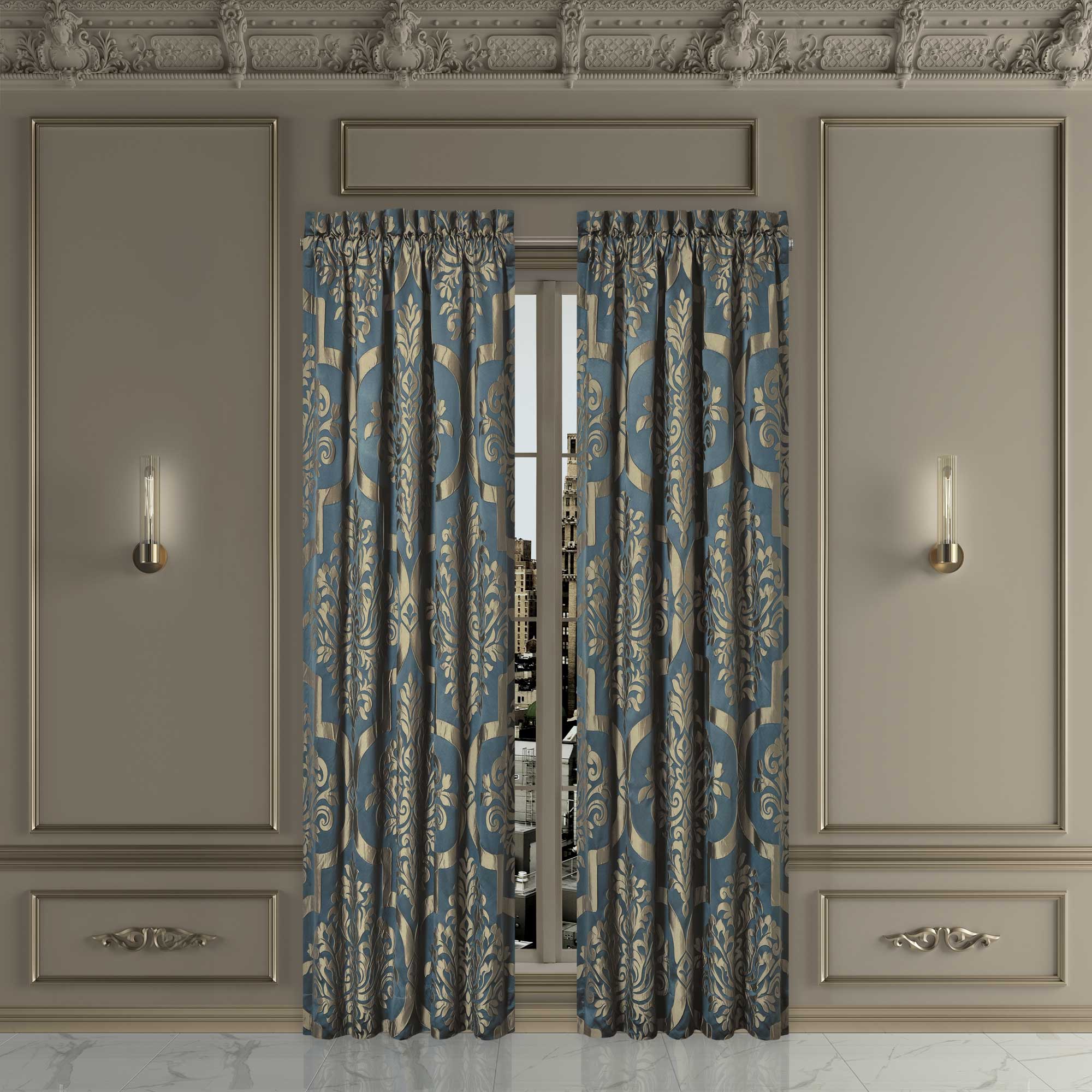 Carina 84" Window Panel Pair in Azure | Satin by J.Queen New York