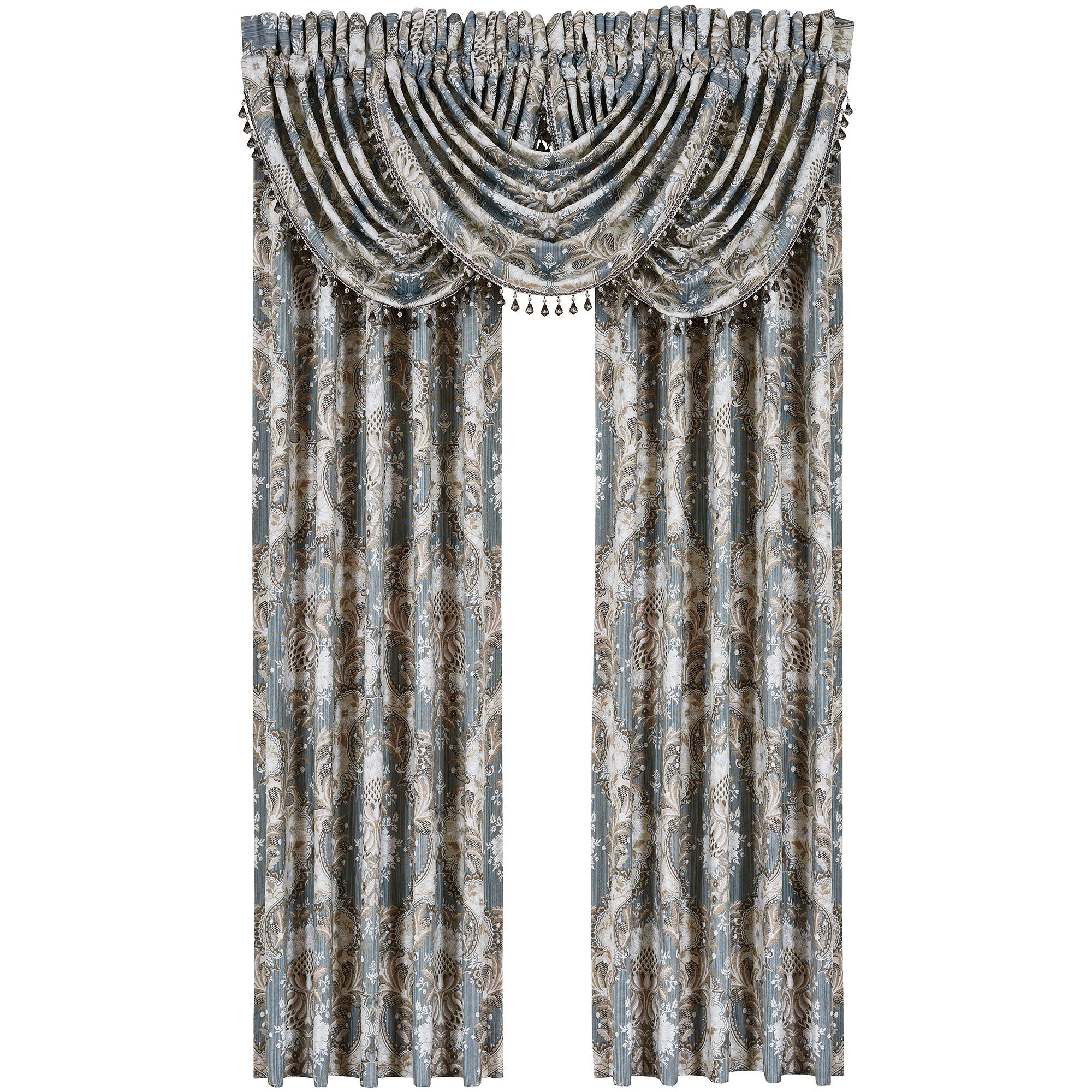 Crystal Palace Waterfall Valance in French Blue | 100% Polyester by J.Queen New York