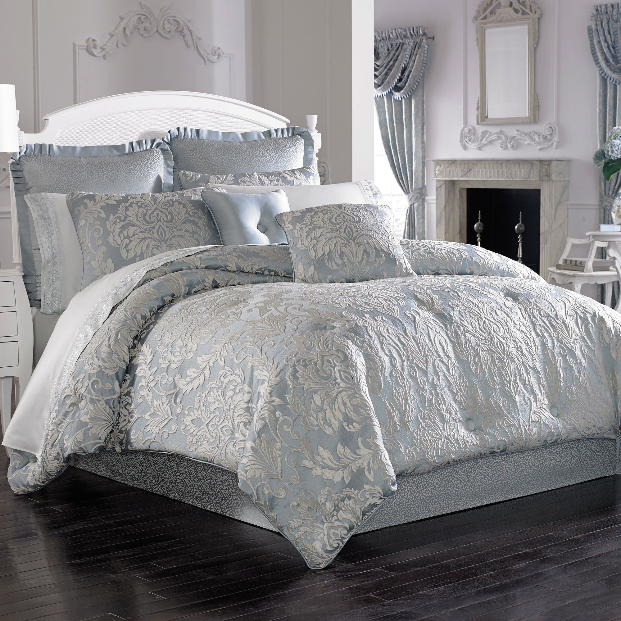 Faith 4 Piece Comforter Set in French Blue | 100% Polyester by Five Queens Court