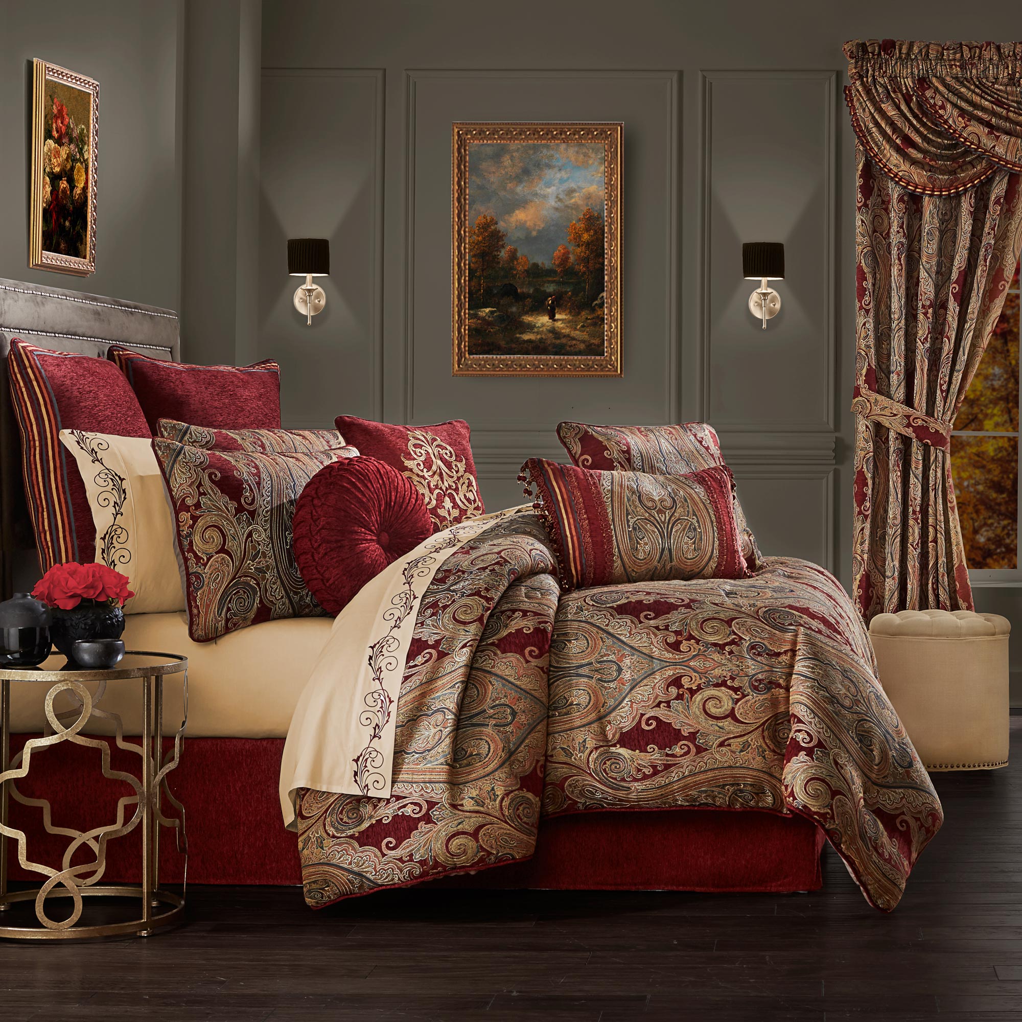 Garnet 4 Piece Comforter Set in Red by J.Queen New York