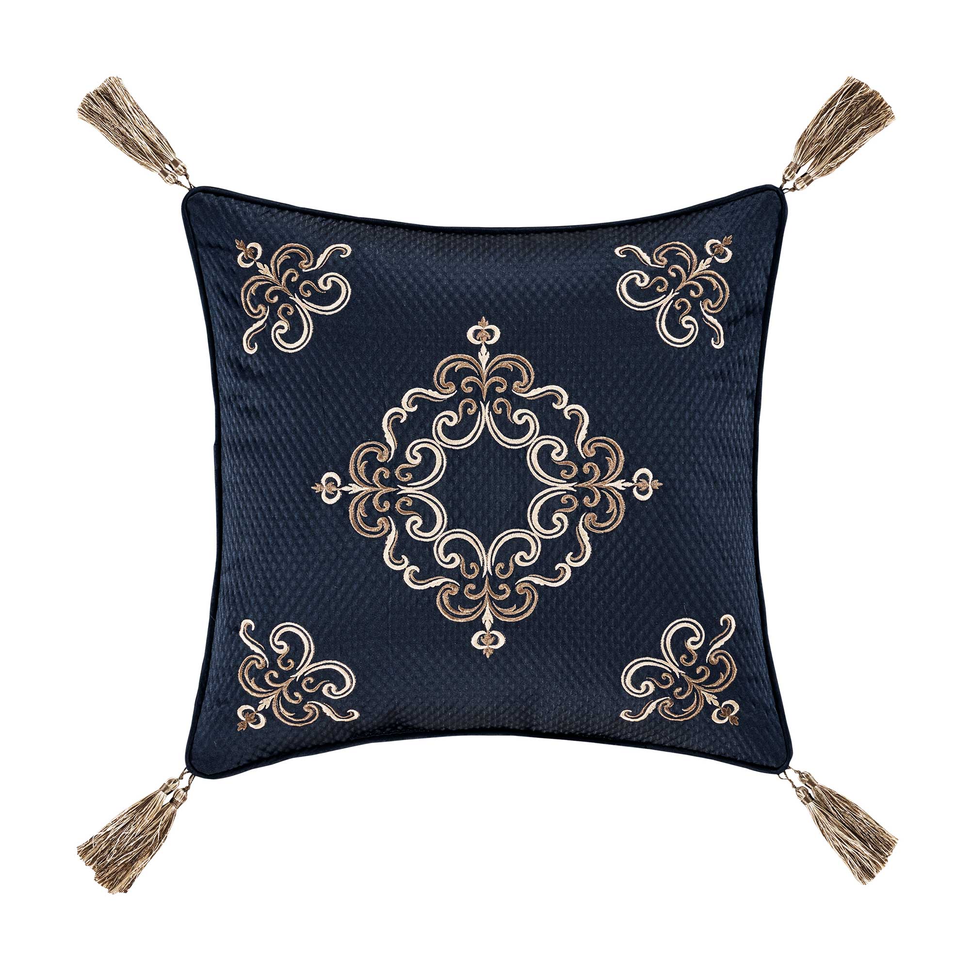 Giardino 18" Square Embellished Decorative Throw Pillow in Royal Blue by J.Queen New York