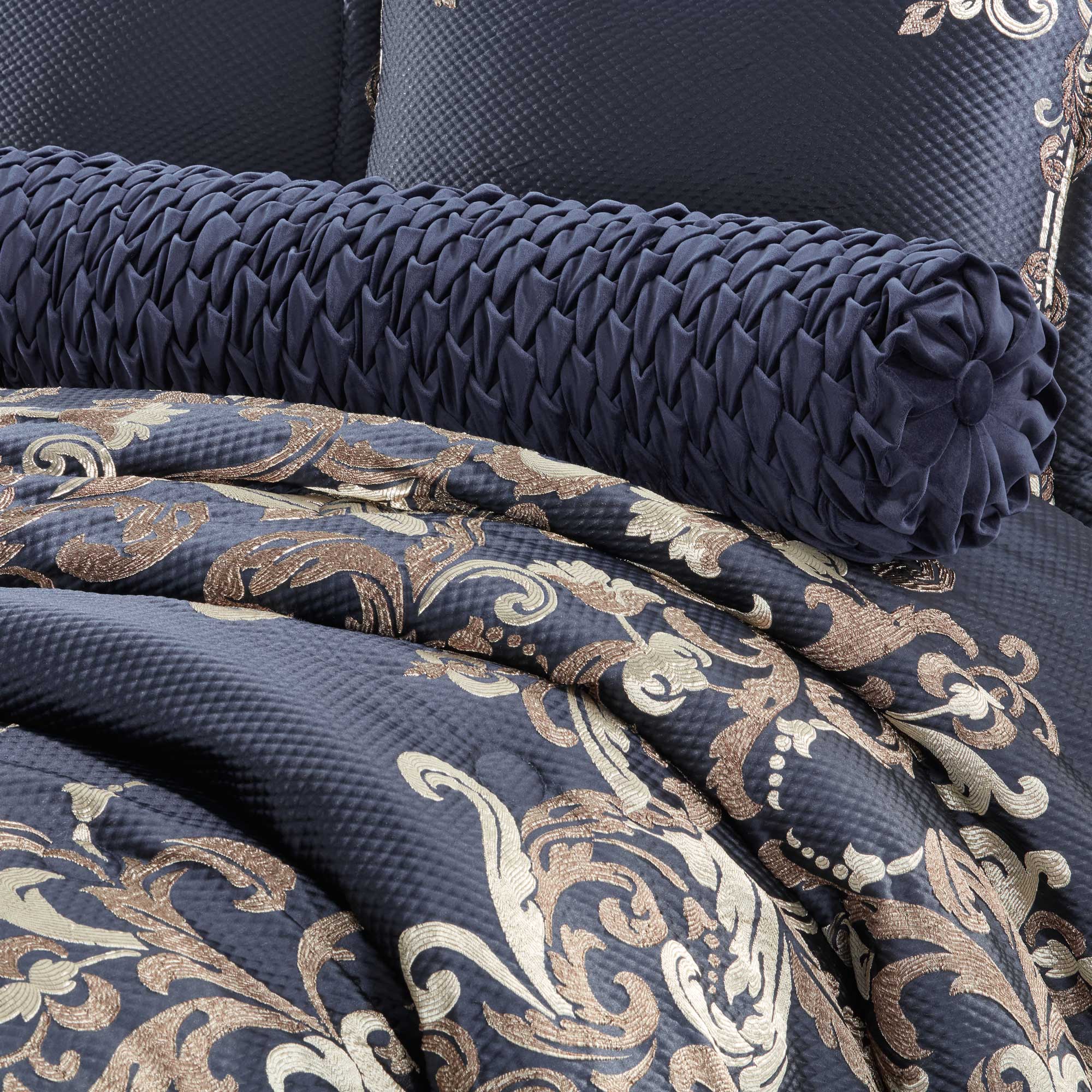 Giardino Neckroll Pillow in Royal Blue by J.Queen New York