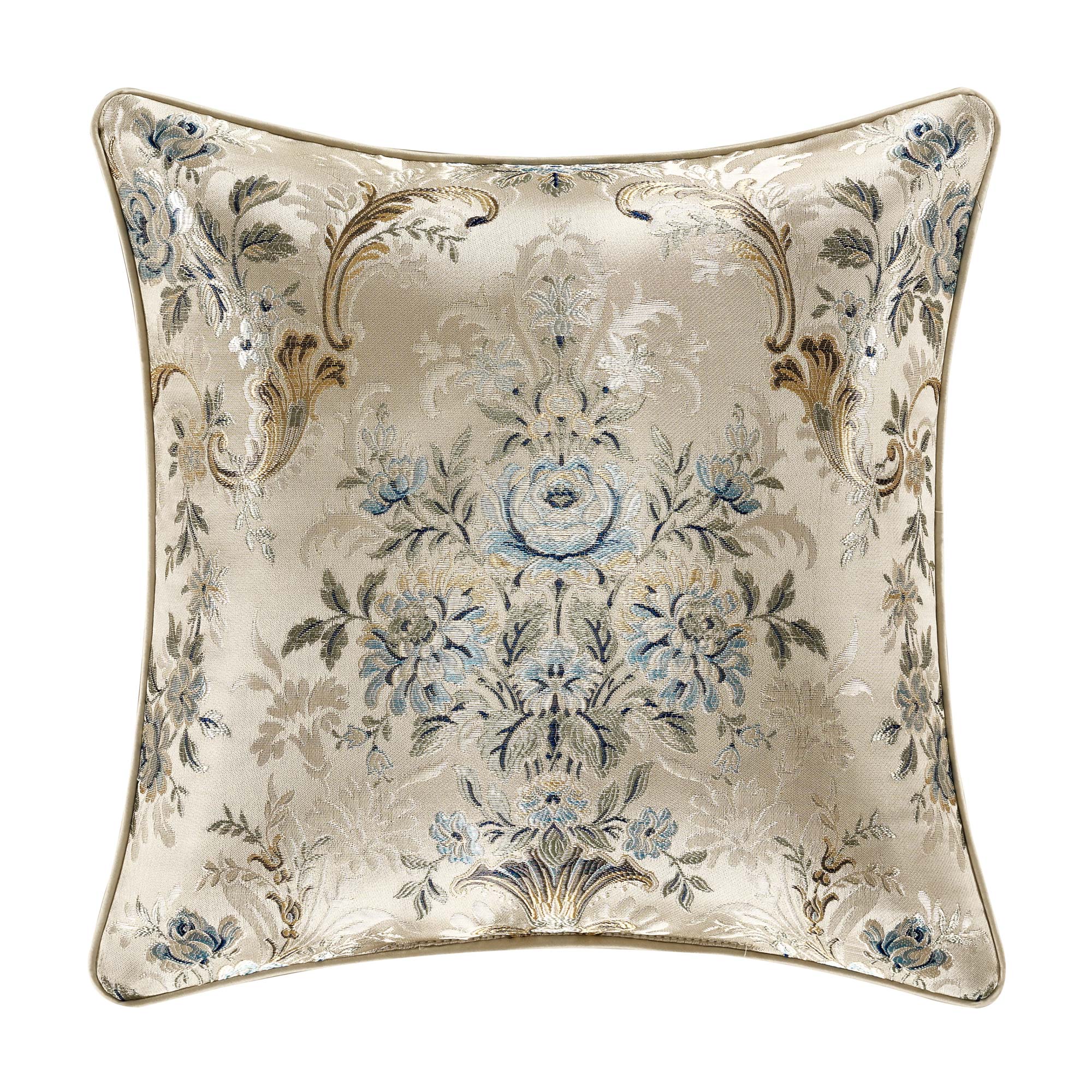 Jacqueline 18" Square Decorative Throw Pillow in Ivory | Satin by J.Queen New York