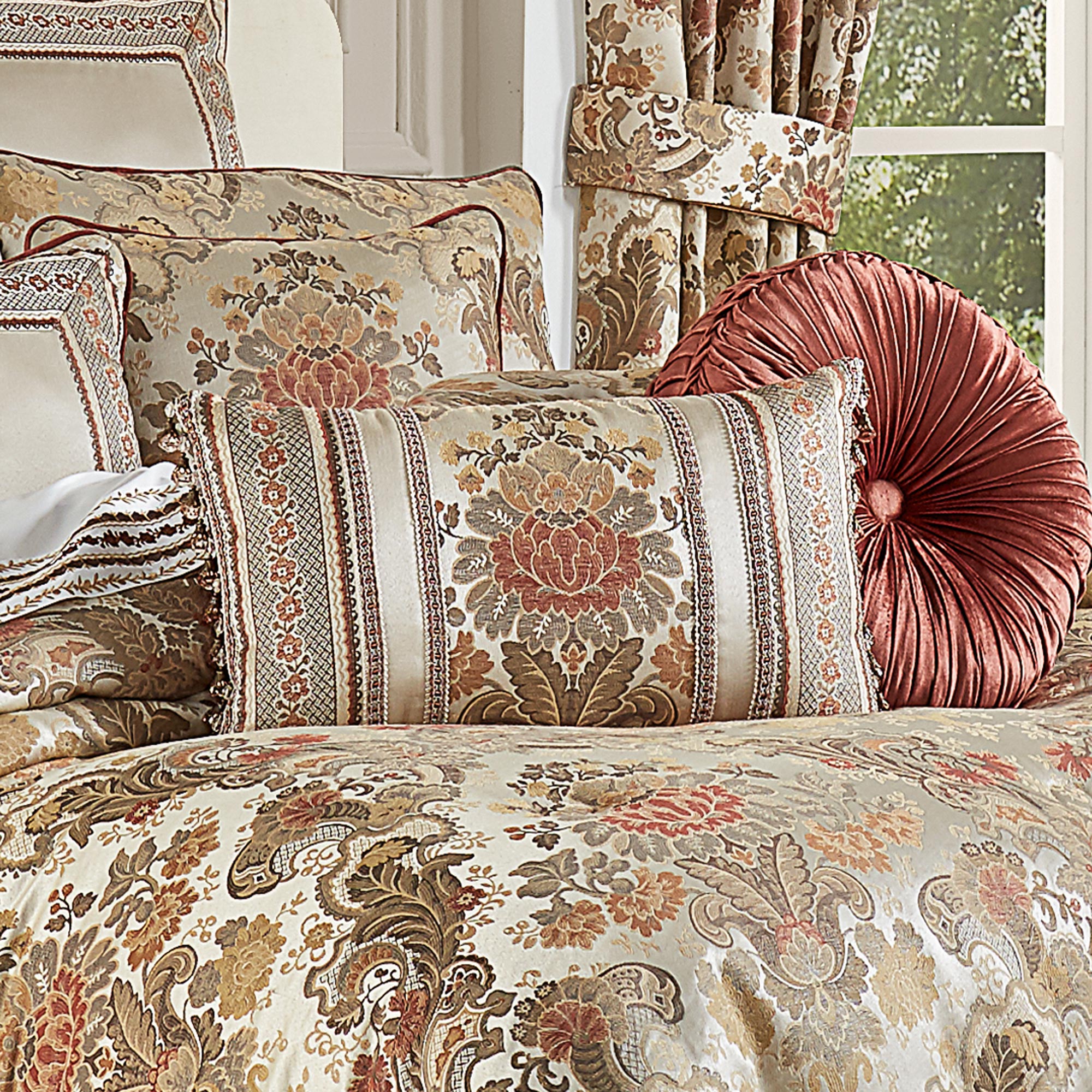 Juliette Boudoir Decorative Throw Pillow in Terracotta | Satin by J.Queen New York