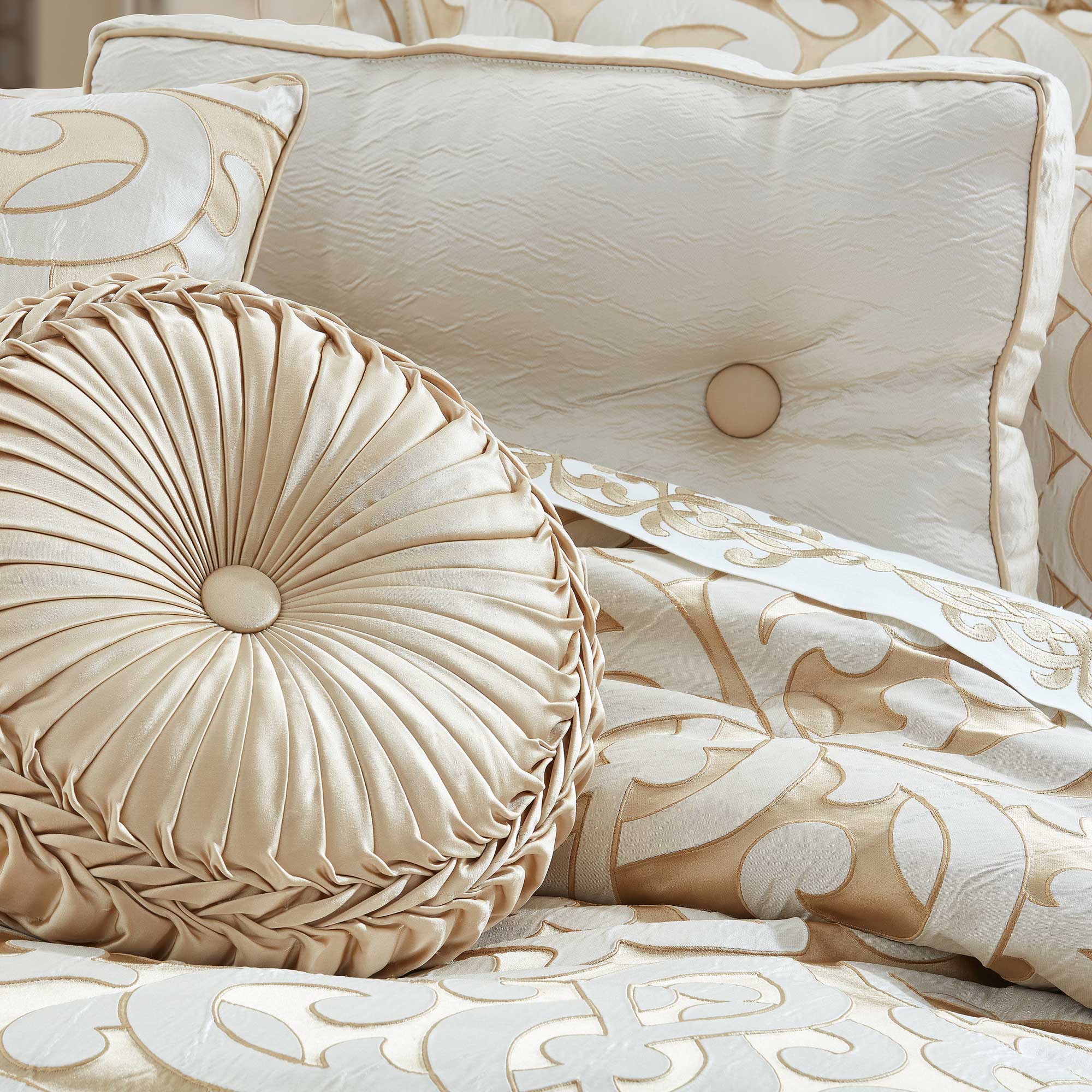 La Boheme Boudoir Decorative Throw Pillow in Ivory | Satin by J.Queen New York