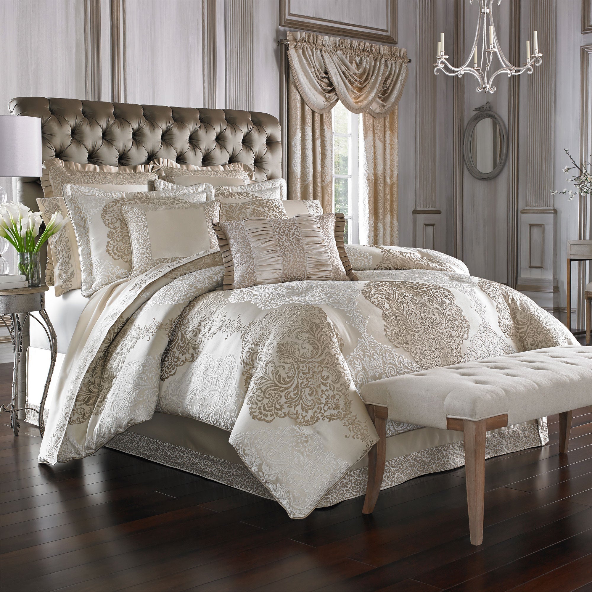 La Scala Gold 4-Piece Comforter Set | 100% Polyester by J.Queen New York