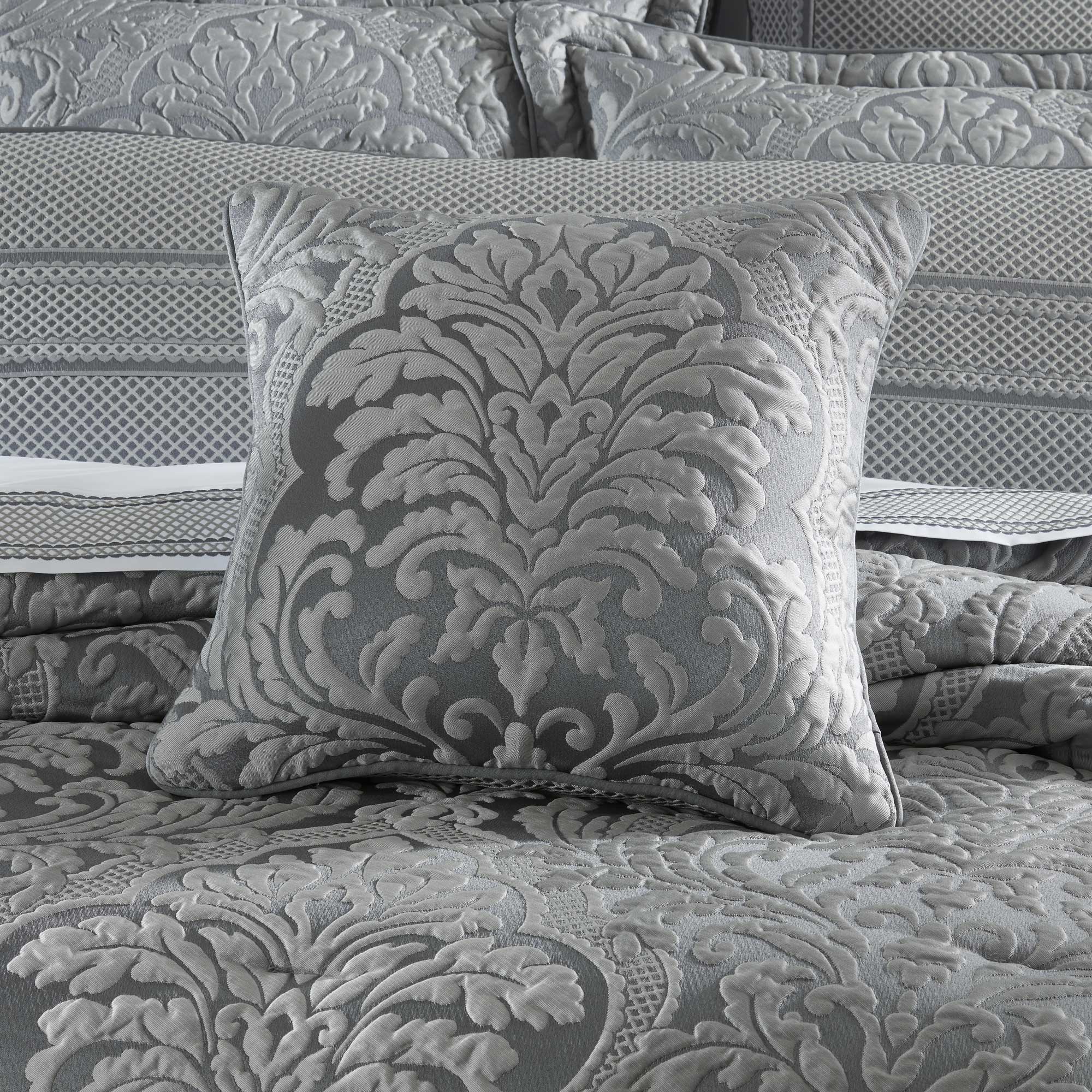 Leonardo 20" Square Decorative Throw Pillow Charcoal | Satin by J.Queen New York