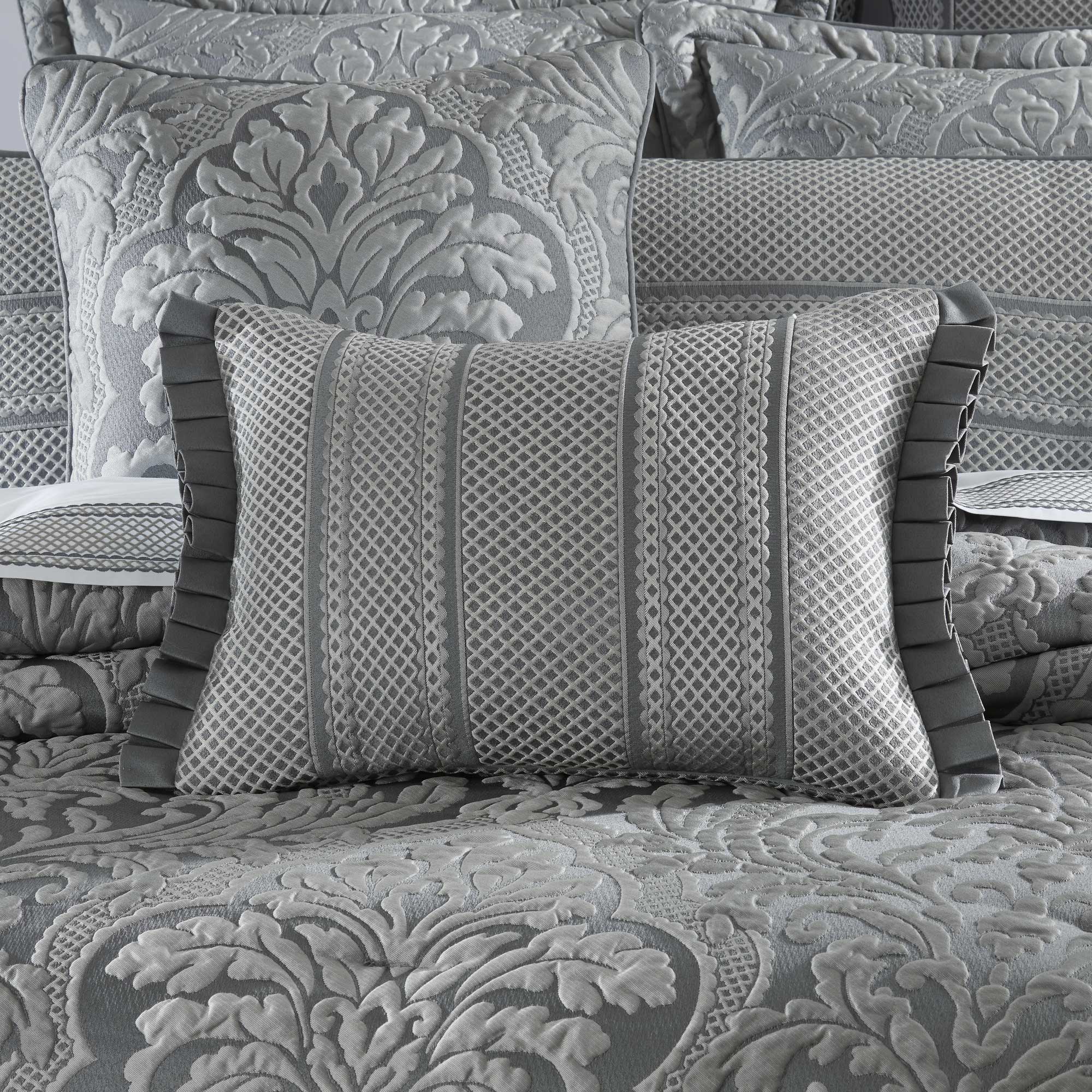 Leonardo Boudoir Decorative Throw Pillow in Charcoal | Satin by J.Queen New York