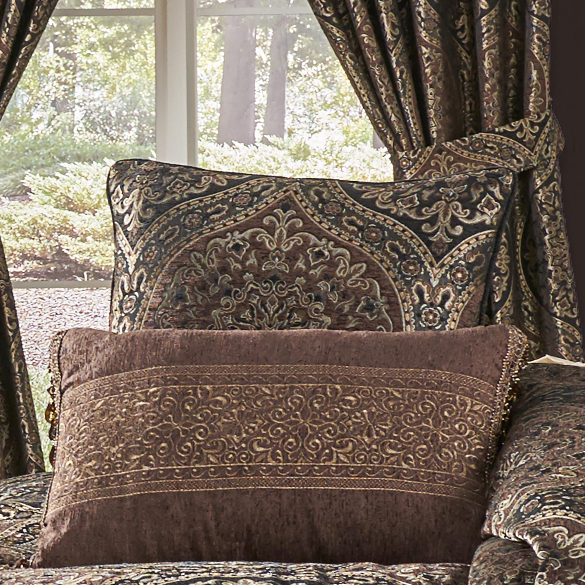 Mahogany 20" Square Decorative Throw Pillow in Chocolate by J.Queen New York