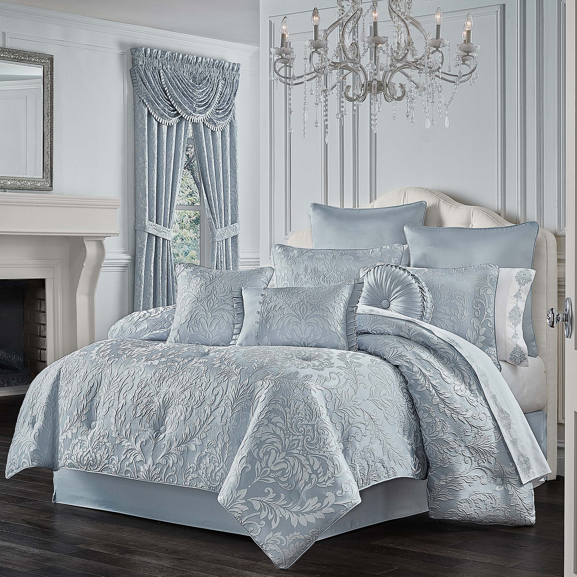 Malita 4 Piece Comforter Set in Powder Blue by J.Queen New York