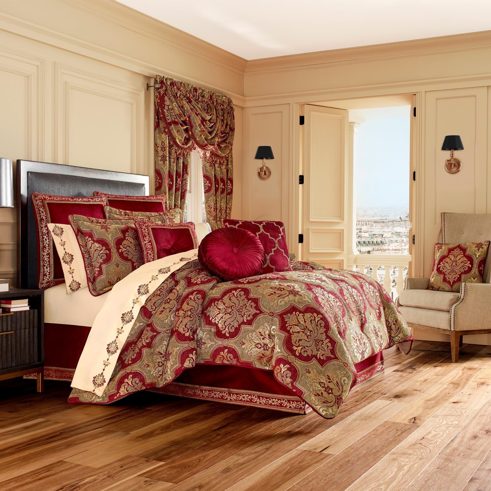 Maribella Queen 4-Piece Comforter Set in Crimson | 100% Polyester by J.Queen New York