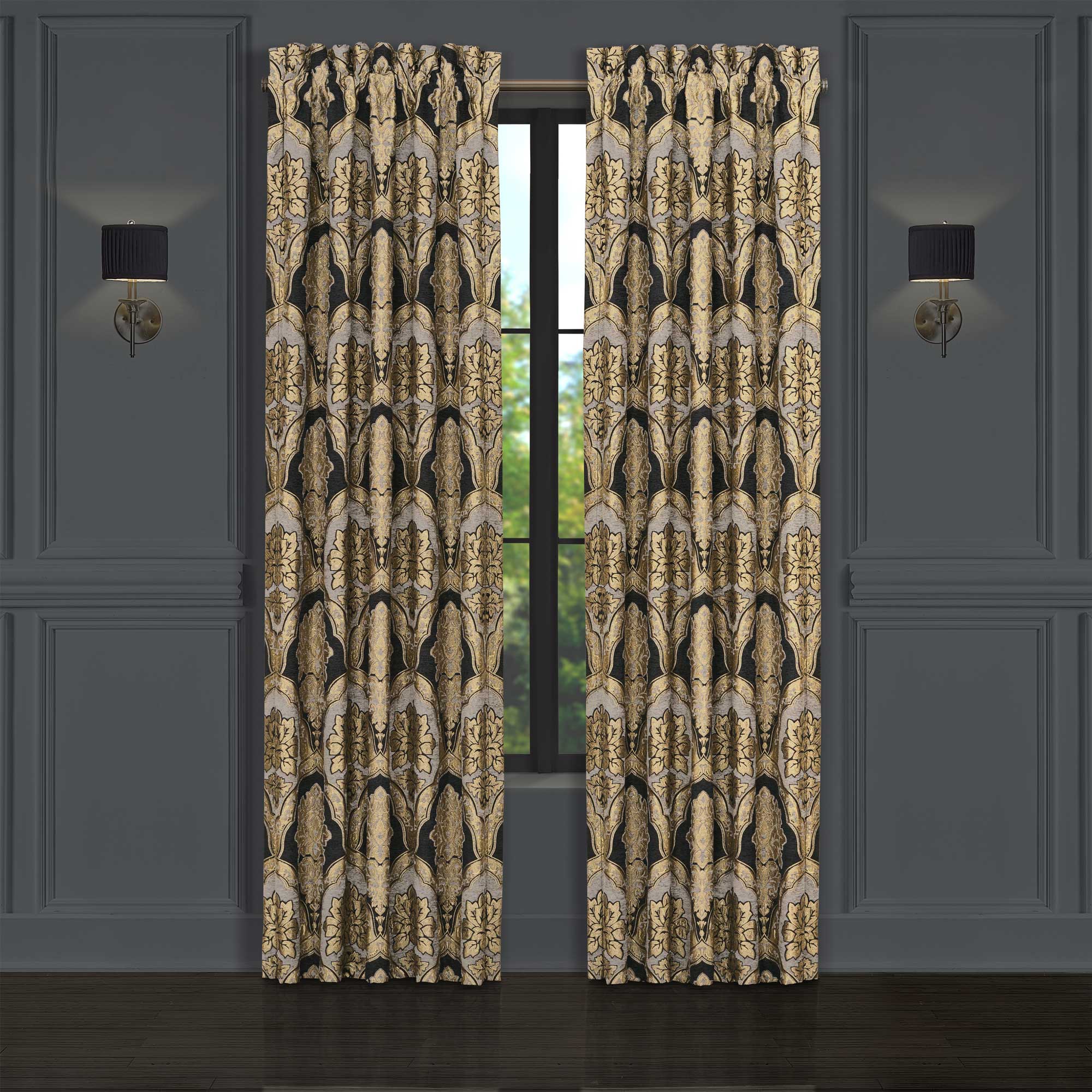 Melina 84" Window Panel Pair in Black by J.Queen New York