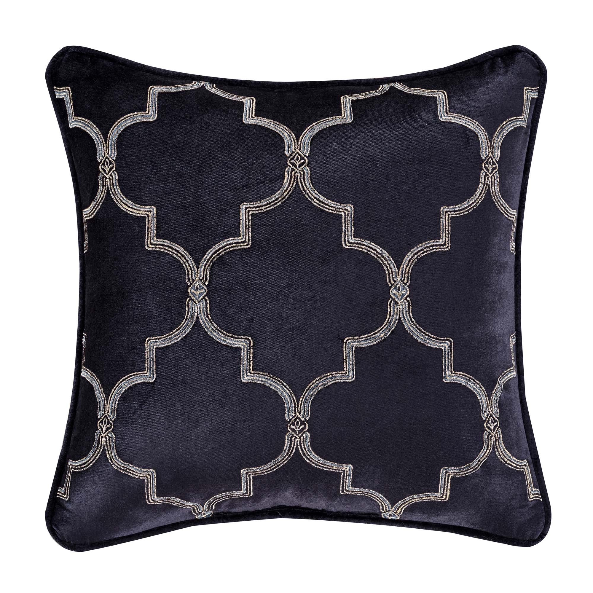 Middlebury 18" Square Embellished Decorative Throw Pillow in Indigo by J.Queen New York