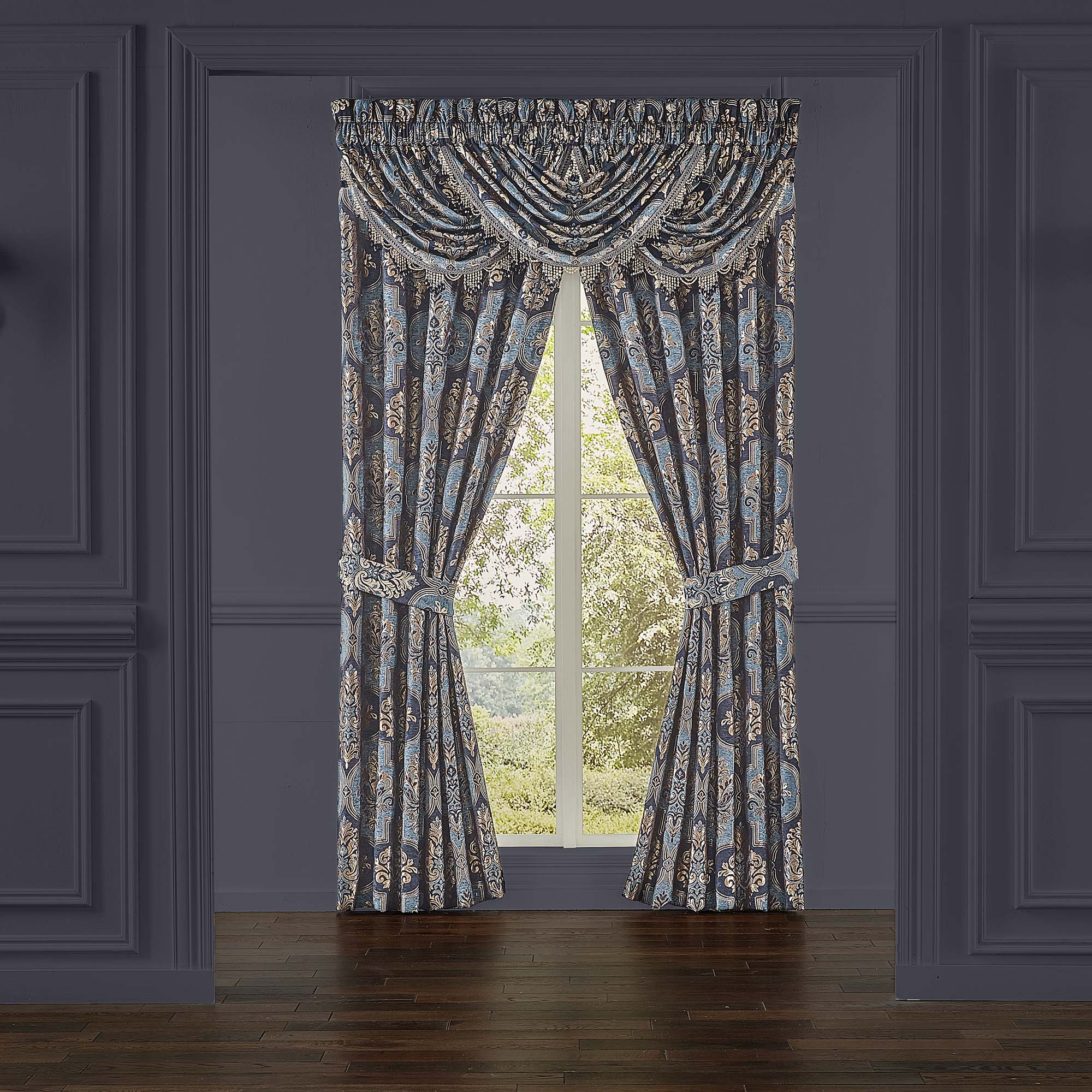 Middlebury 84" Window Panel Pair in Indigo by J.Queen New York