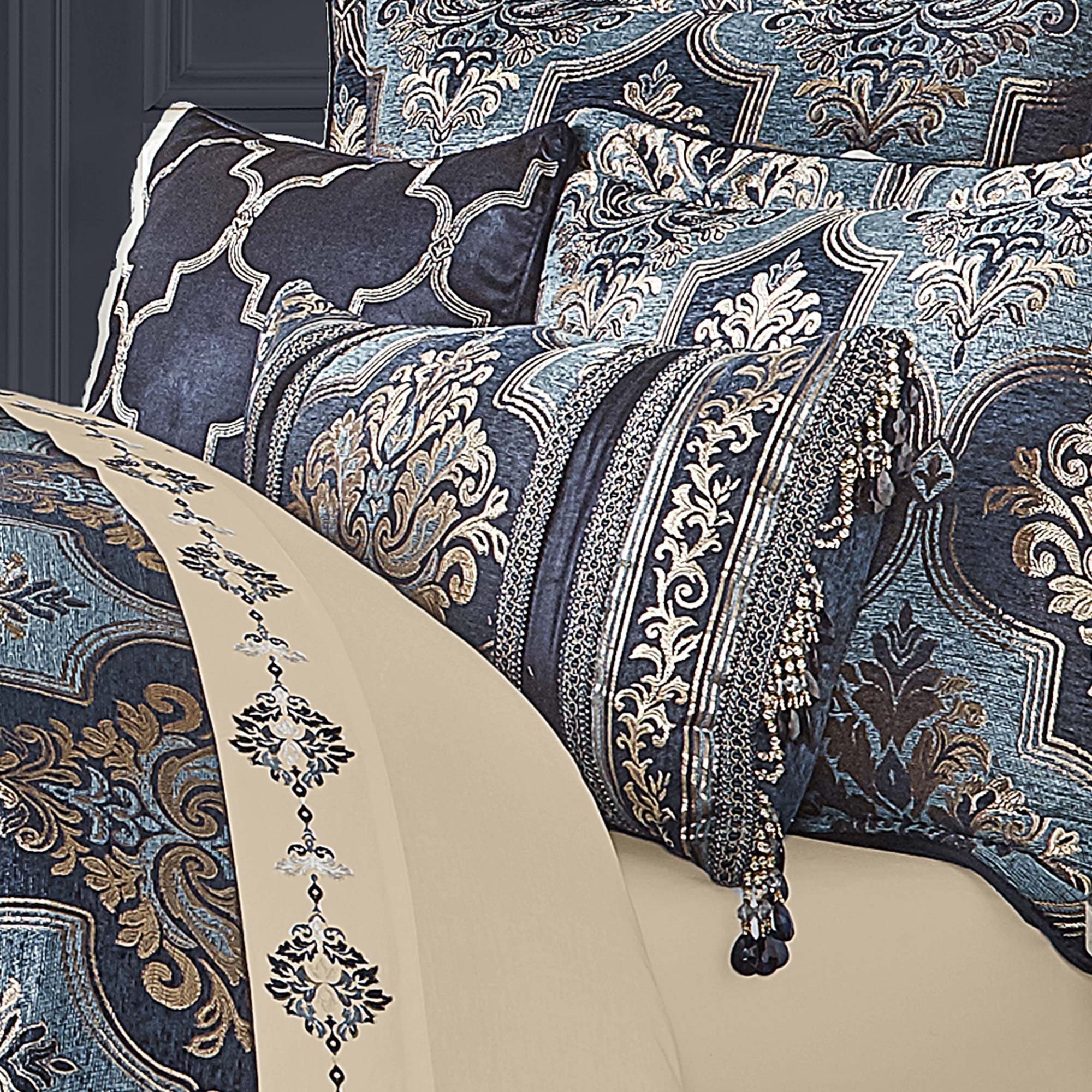 Middlebury Boudoir Decorative Throw Pillow in Indigo by J.Queen New York