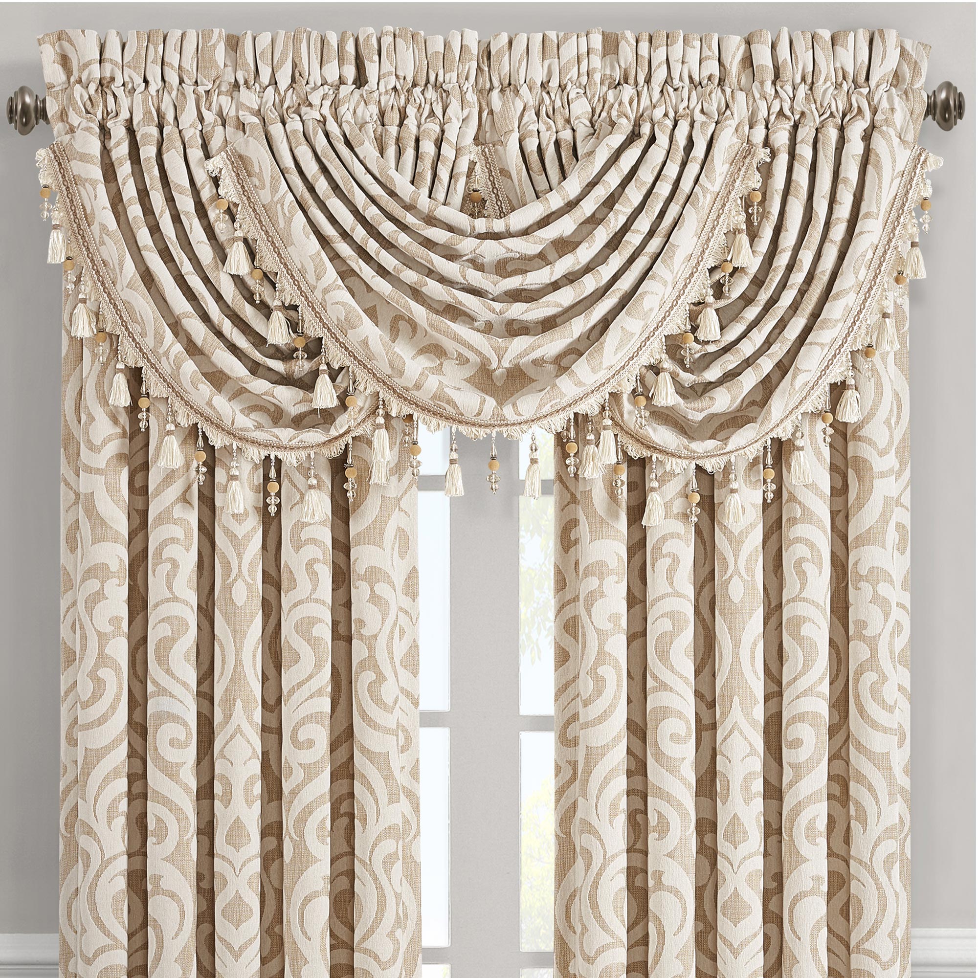 Milano Sand Waterfall Valance | 100% Polyester by J.Queen New York