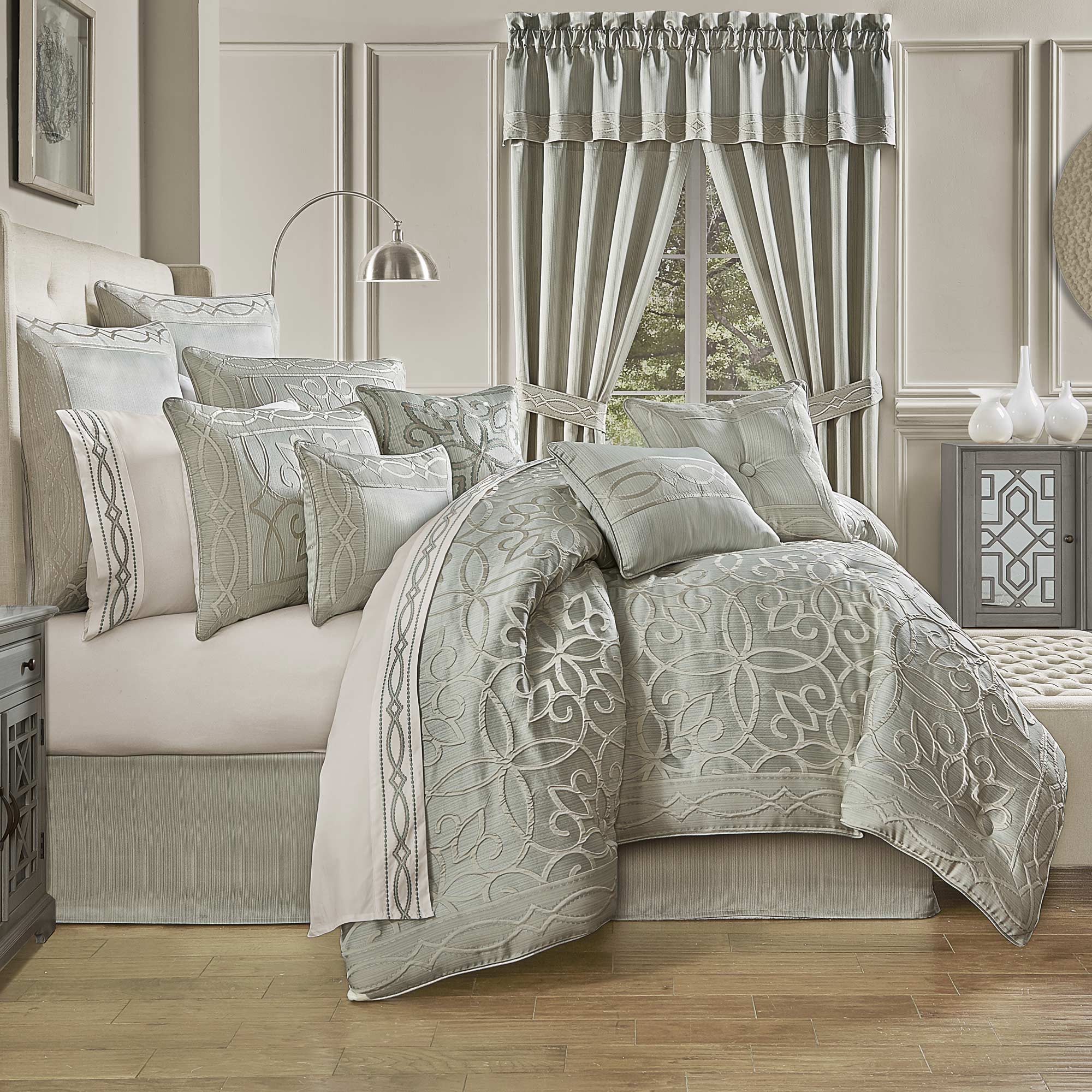 Nouveau 4 Piece Comforter Set in Spa by Five Queens Court