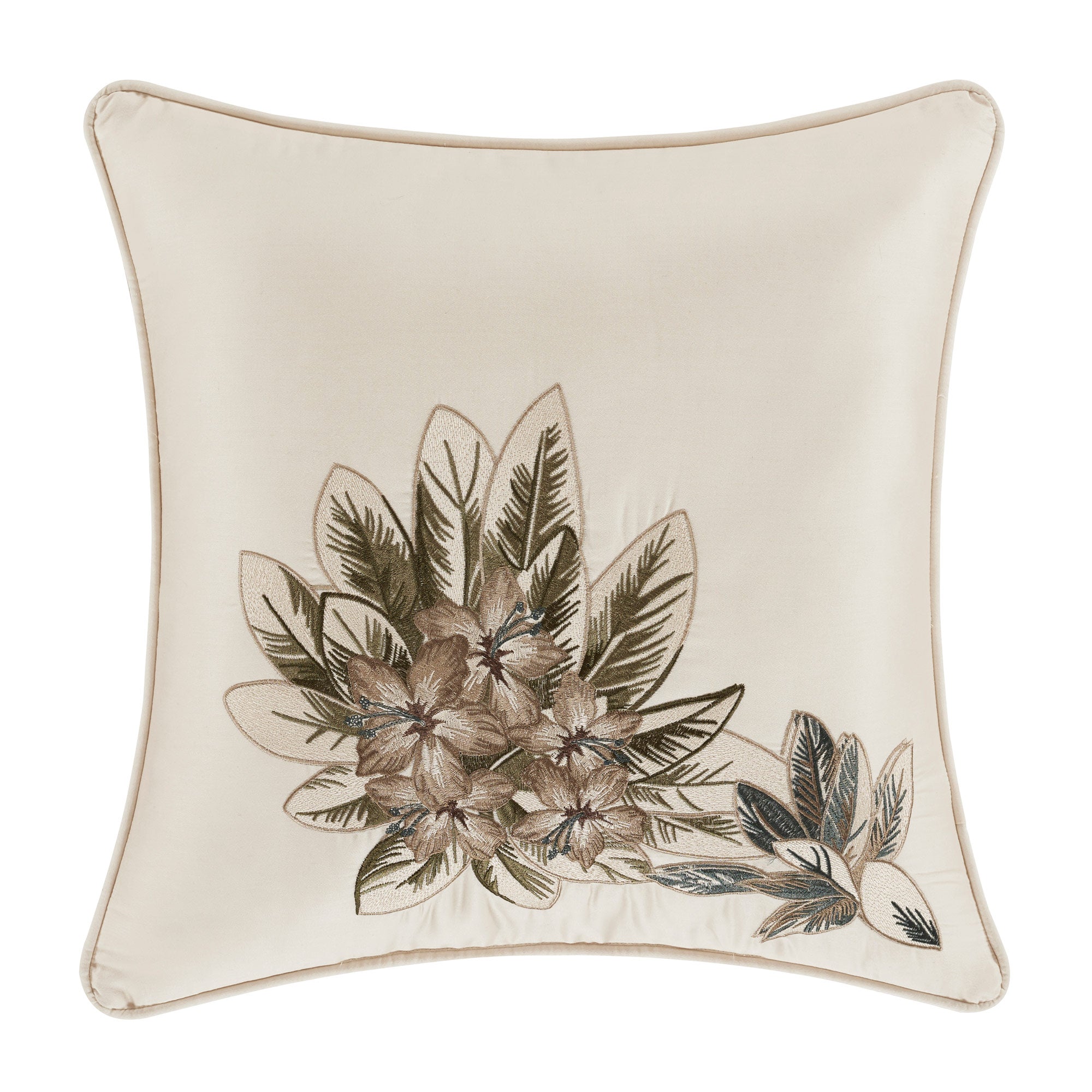 Palm Beach 20" Square Decorative Throw Pillow in Ivory by J.Queen New York