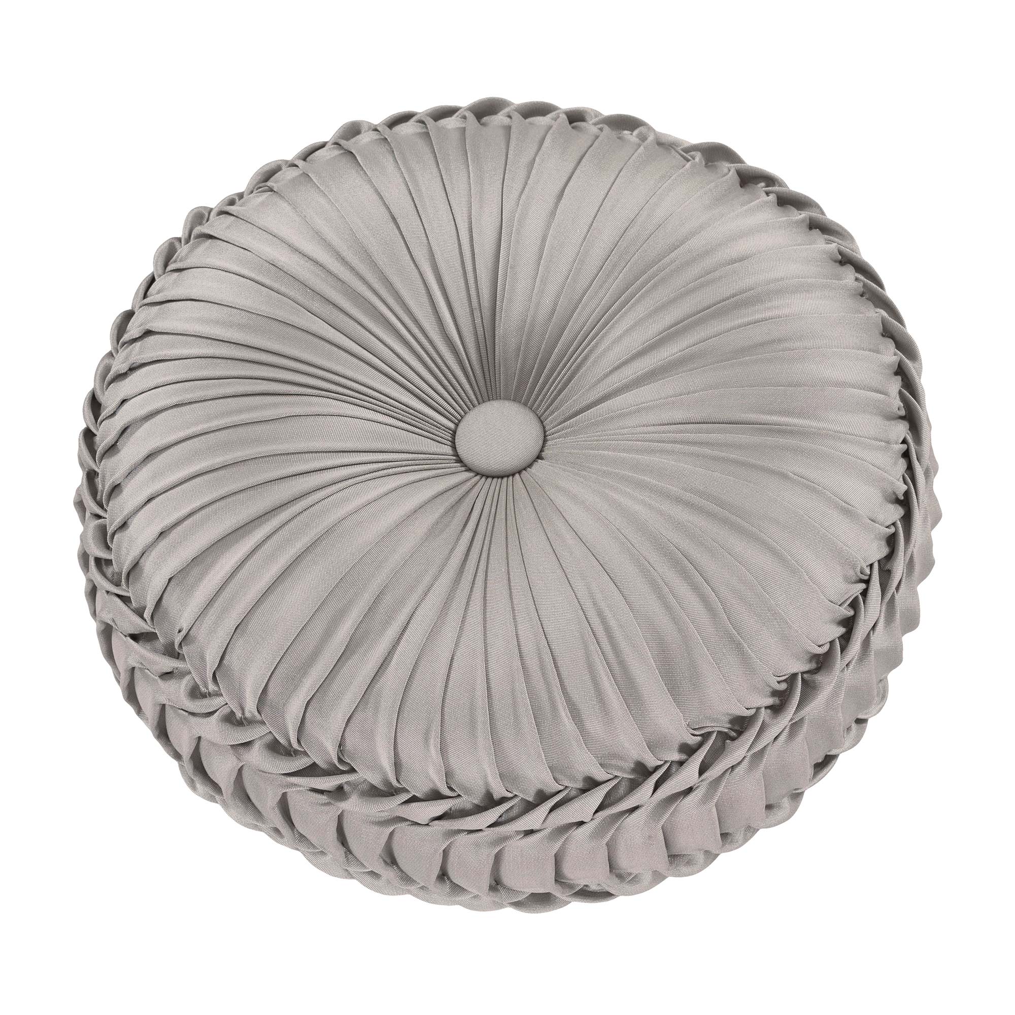 Richmond Tufted Round Decorative Throw Pillow in Silver | Satin by J.Queen New York
