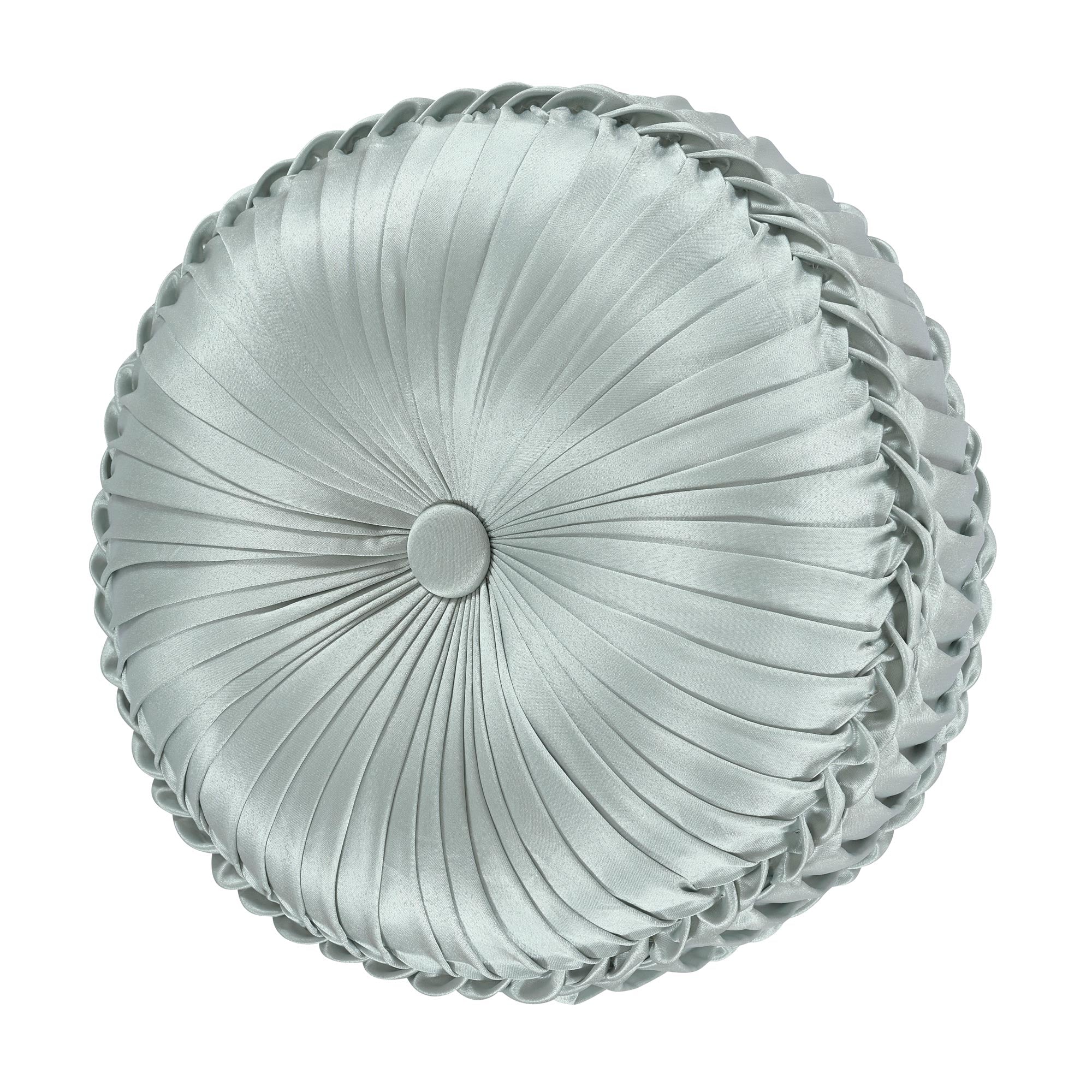 Riverside Tufted Round Decorative Throw Pillow in Spa | Satin by J.Queen New York