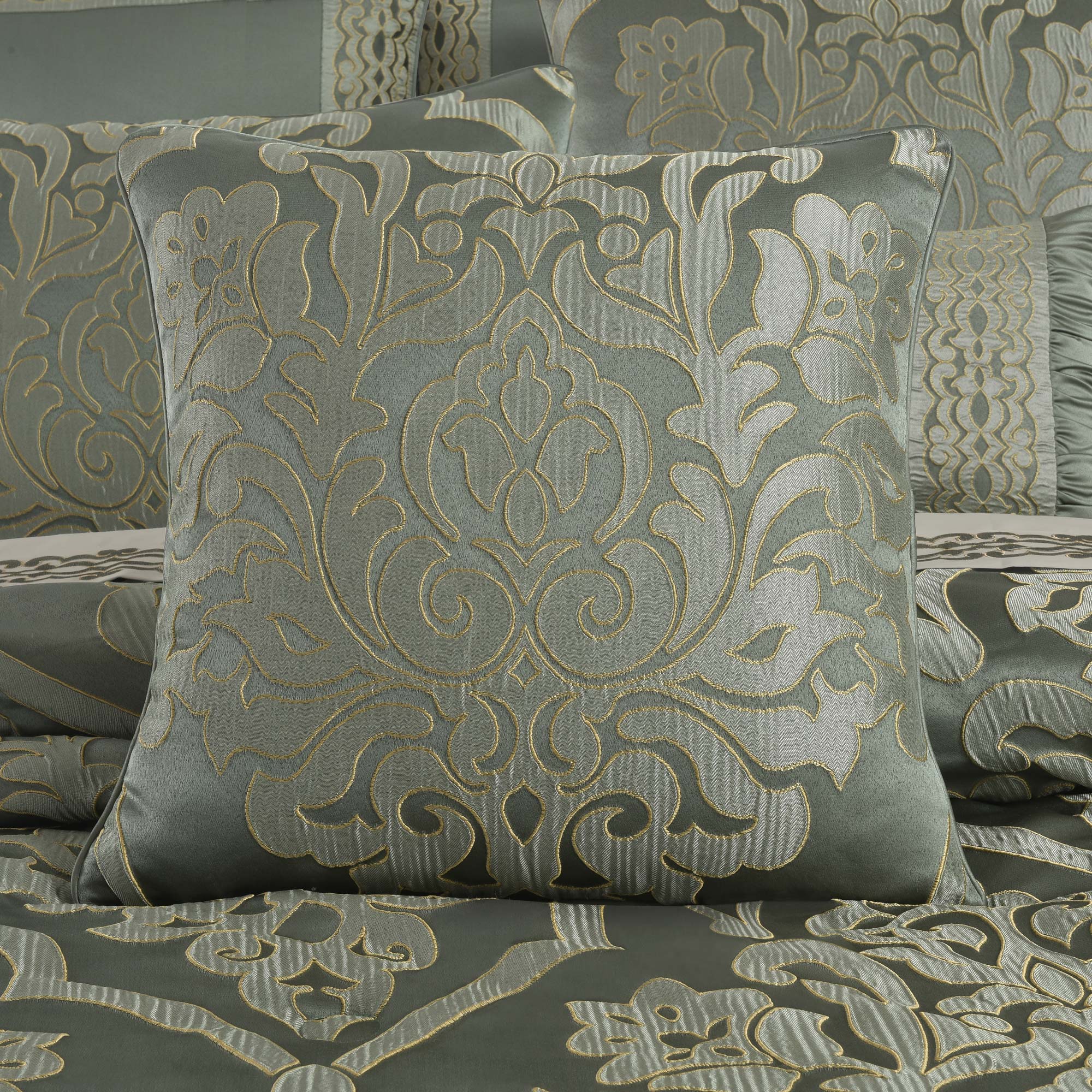 Santino 20" Square Decorative Throw Pillow Jade | Satin by J.Queen New York