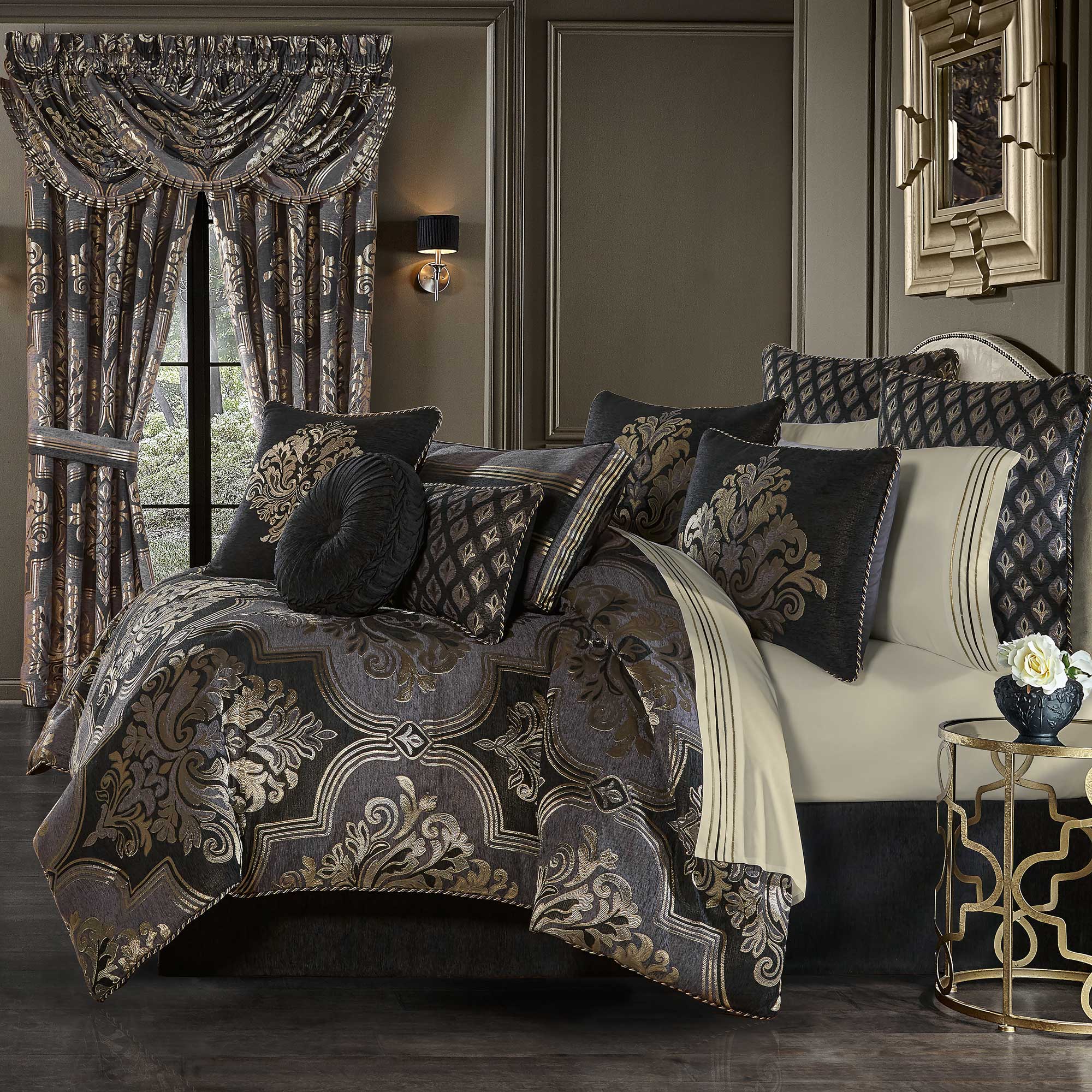 Savoy 4 Piece Comforter Set in Pewter by J.Queen New York