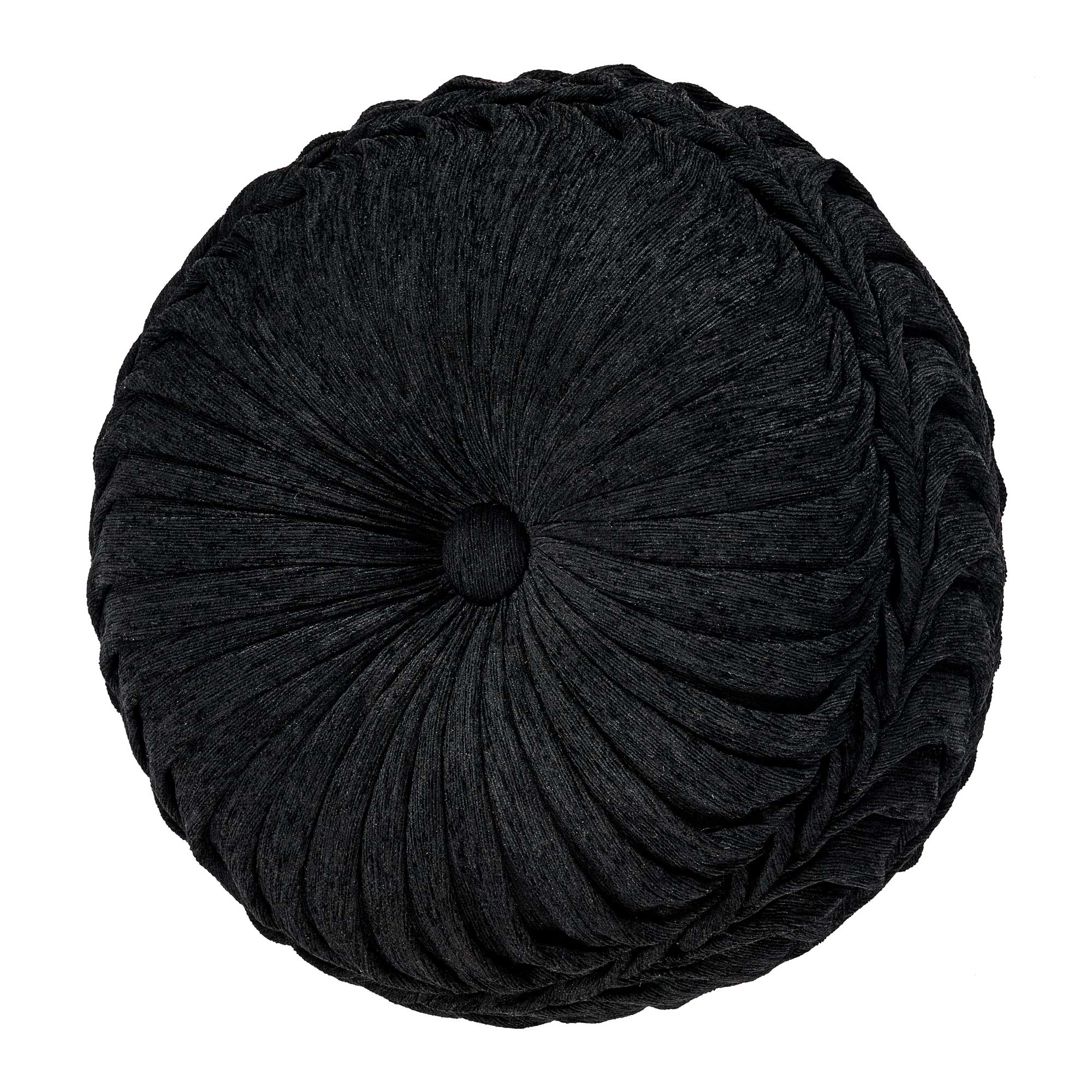 Savoy Tufted Round Decorative Throw Pillow in Black by J.Queen New York