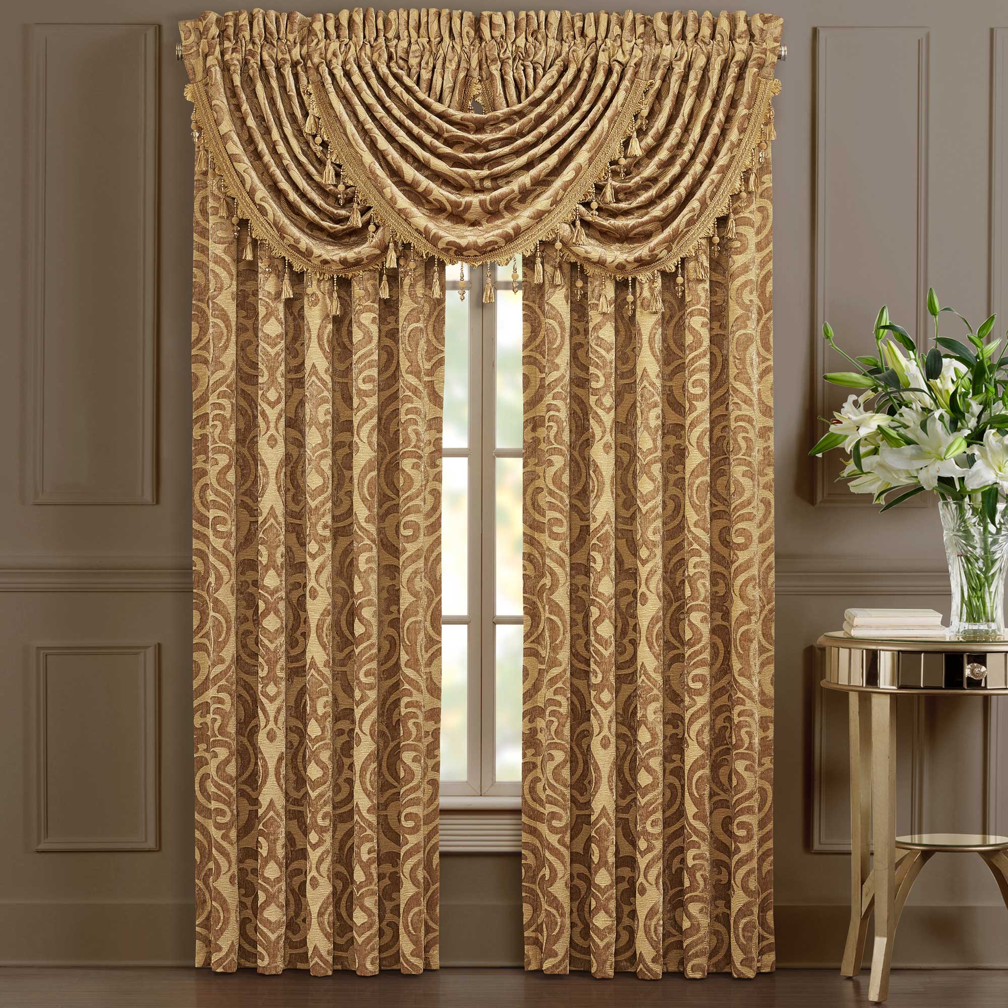 Sicily Gold Waterfall Valance | 100% Polyester by J.Queen New York